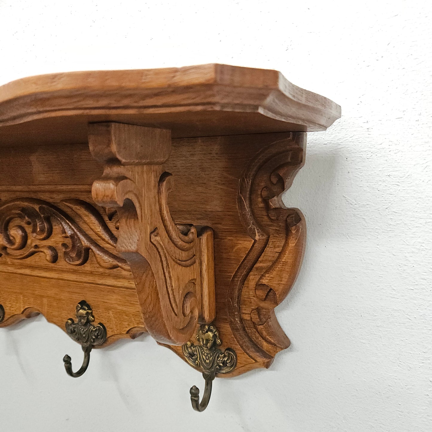 French Oak Wall Carved Coat/Hat Rack