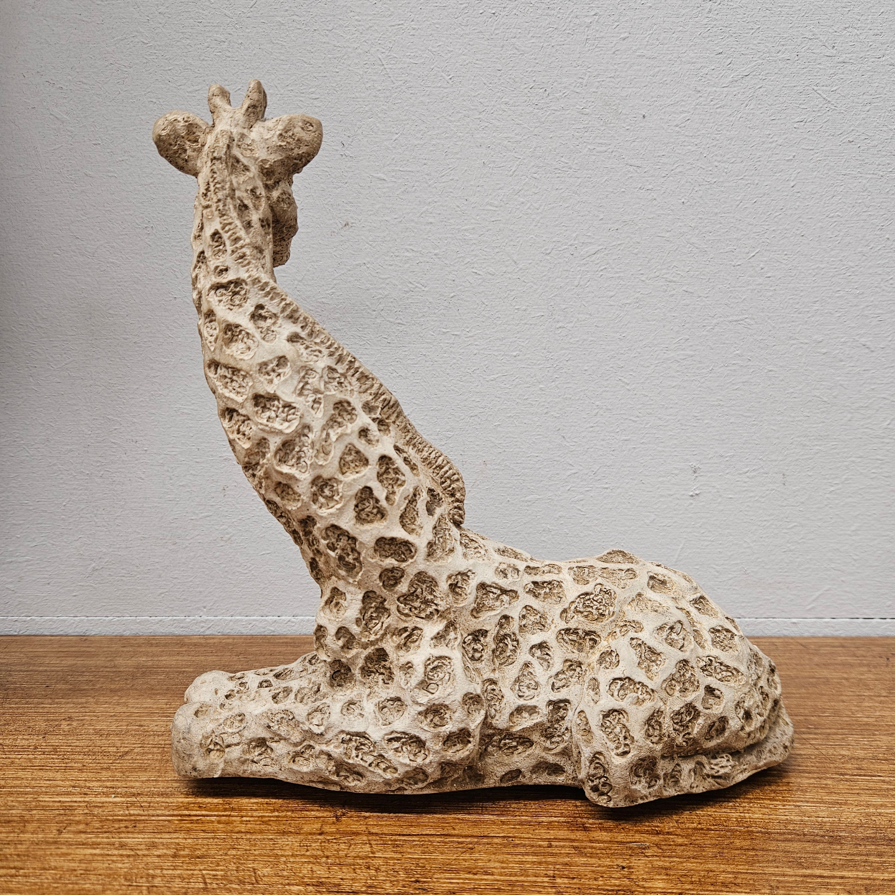 Vintage Painted Concrete Sitting Giraffe Statue | Antique & Vintage | Moonee Ponds Antiques | Australia Wide Delivery