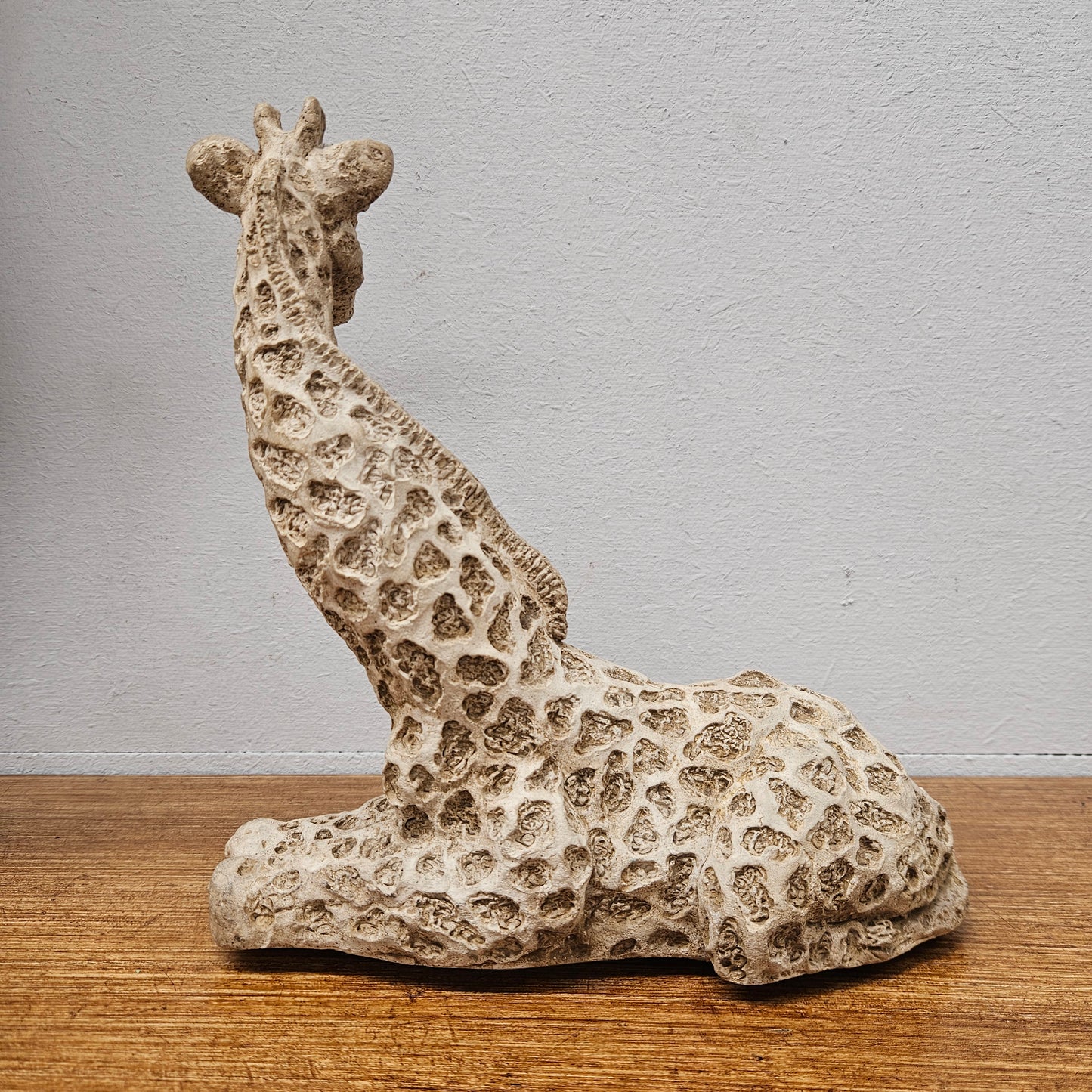 Vintage Painted Concrete Sitting Giraffe Statue