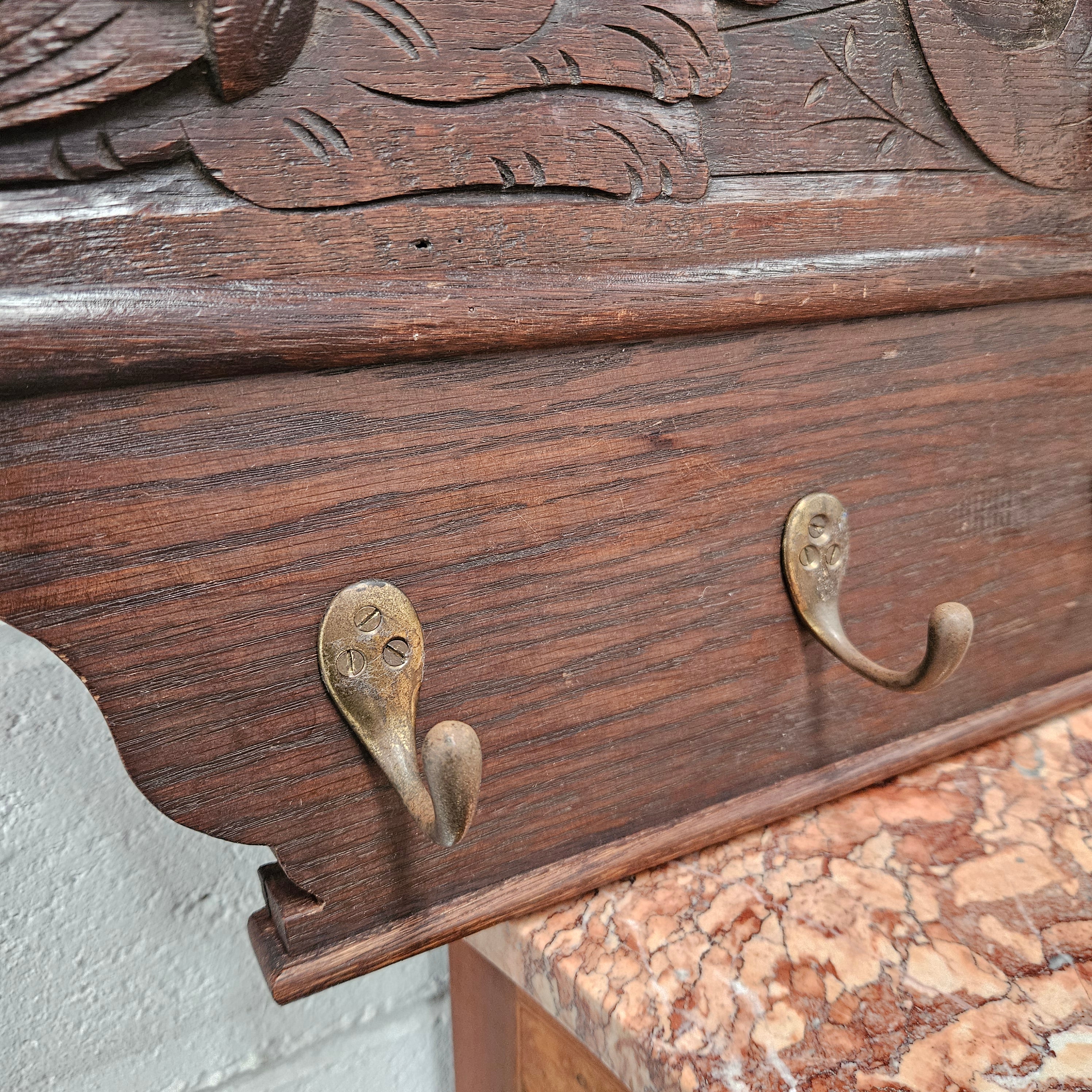 Antique Dark Oak Hand Carved Wall Rack | Antique & Vintage | Moonee Ponds Antiques | Australia Wide