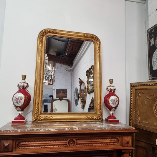 19th Century Louis Philippe Style Water Gilded French Overmantle Mirror