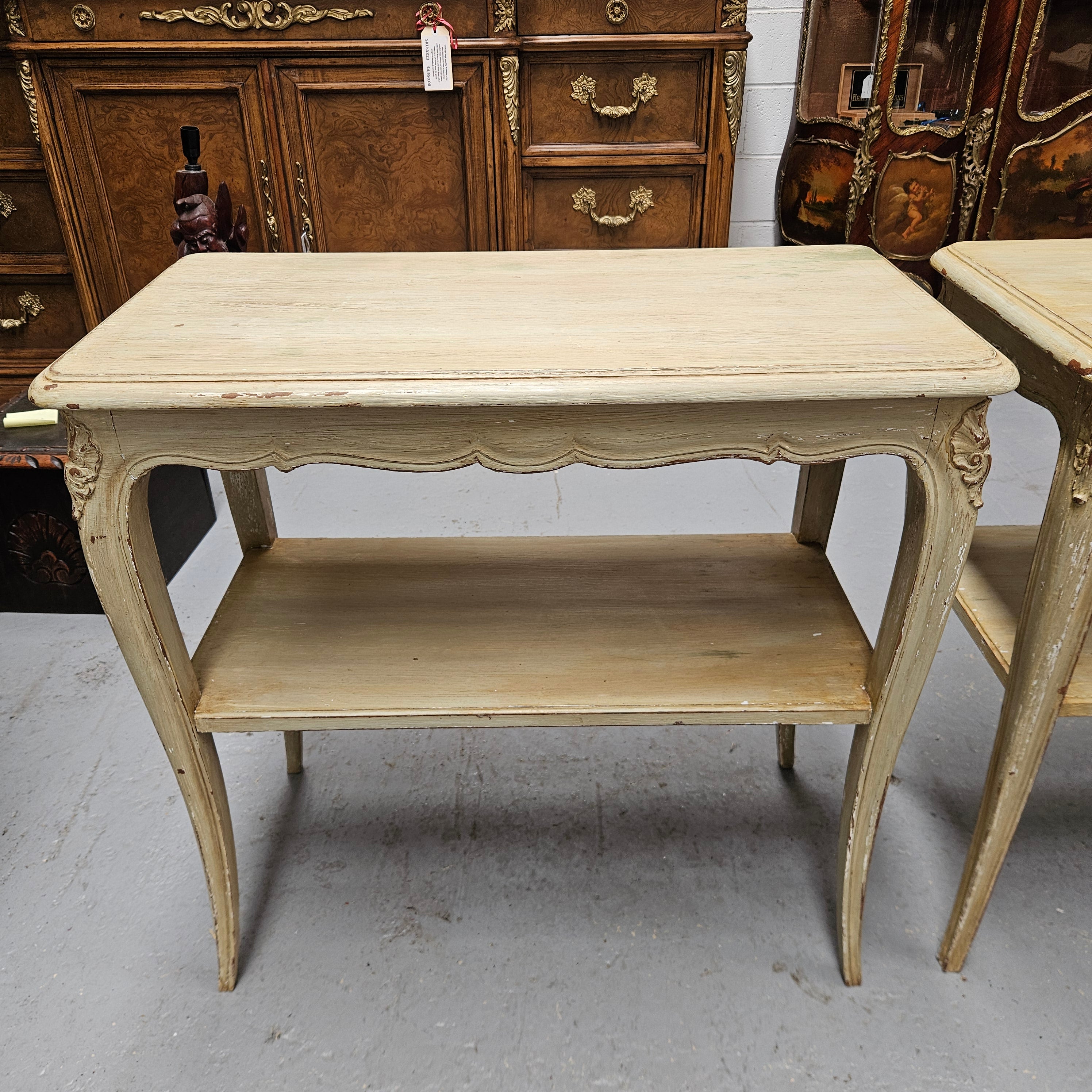 Pair Rustic Oak Shabby Chic Side Tables | Antique & Vintage | Moonee Ponds Antiques | Australia Wide