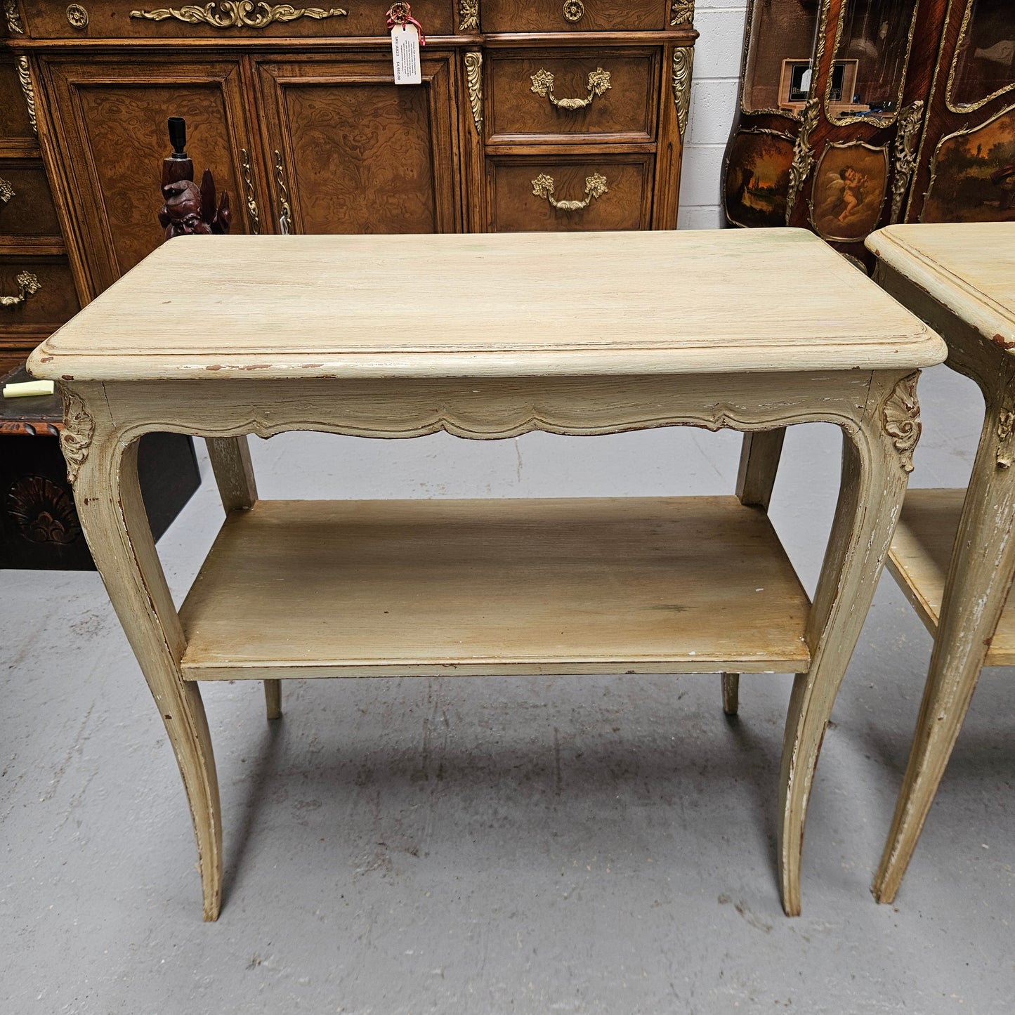 Pair Rustic Oak Shabby Chic Side Tables