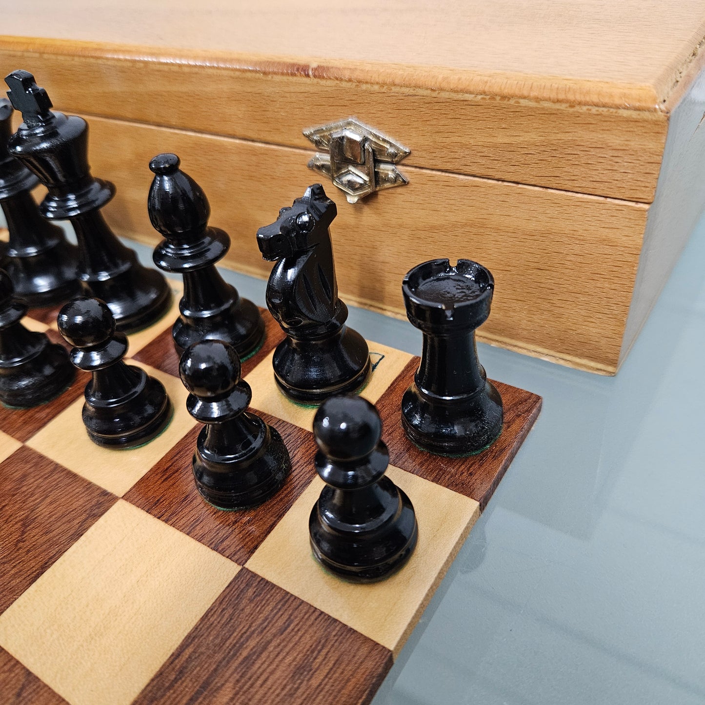 Vintage French Boxed Wooden Chess Set