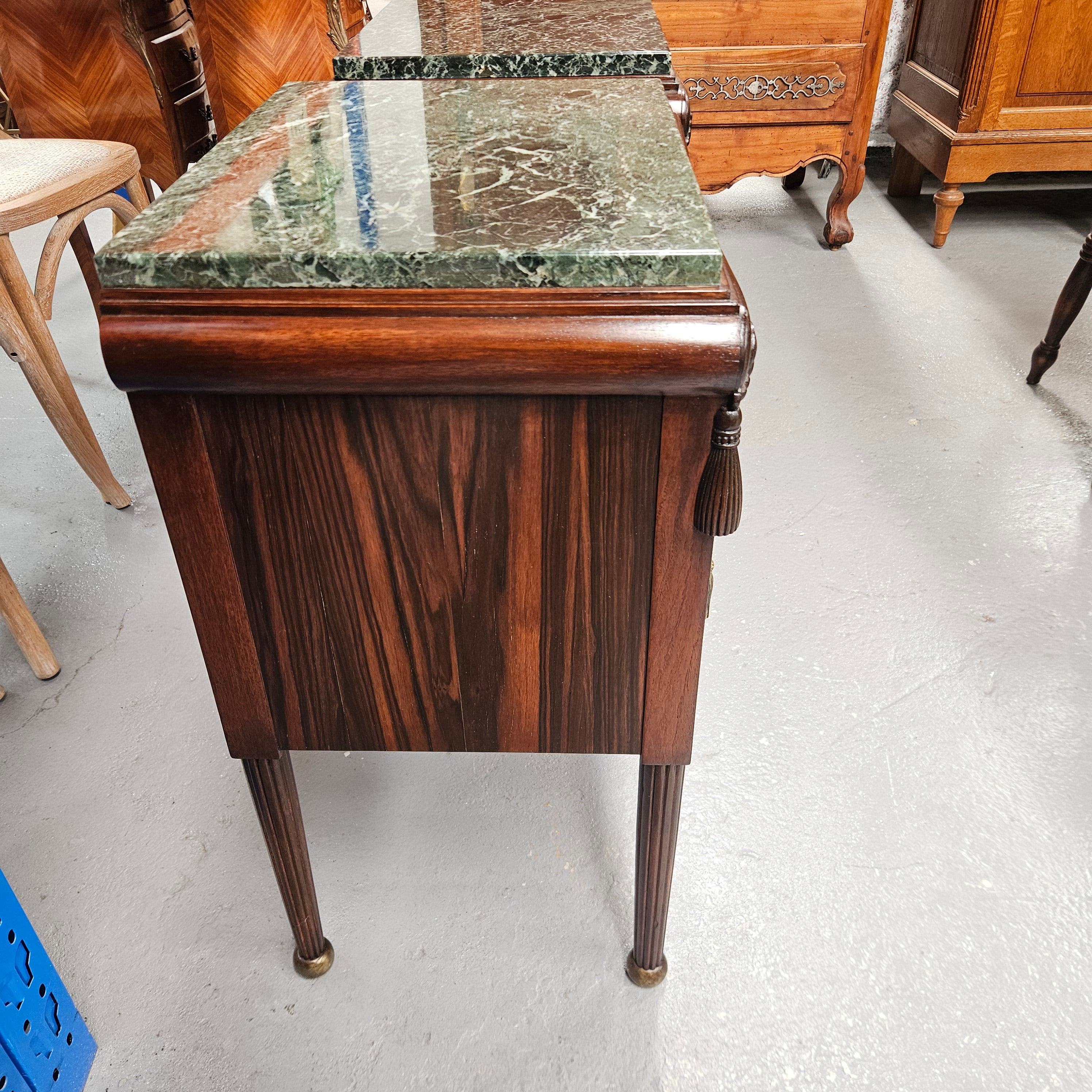 Elegant Pair of French Art Deco Marble Top Bedsides | Antique & Vintage | Moonee Ponds Antiques | Australia Wide Delivery