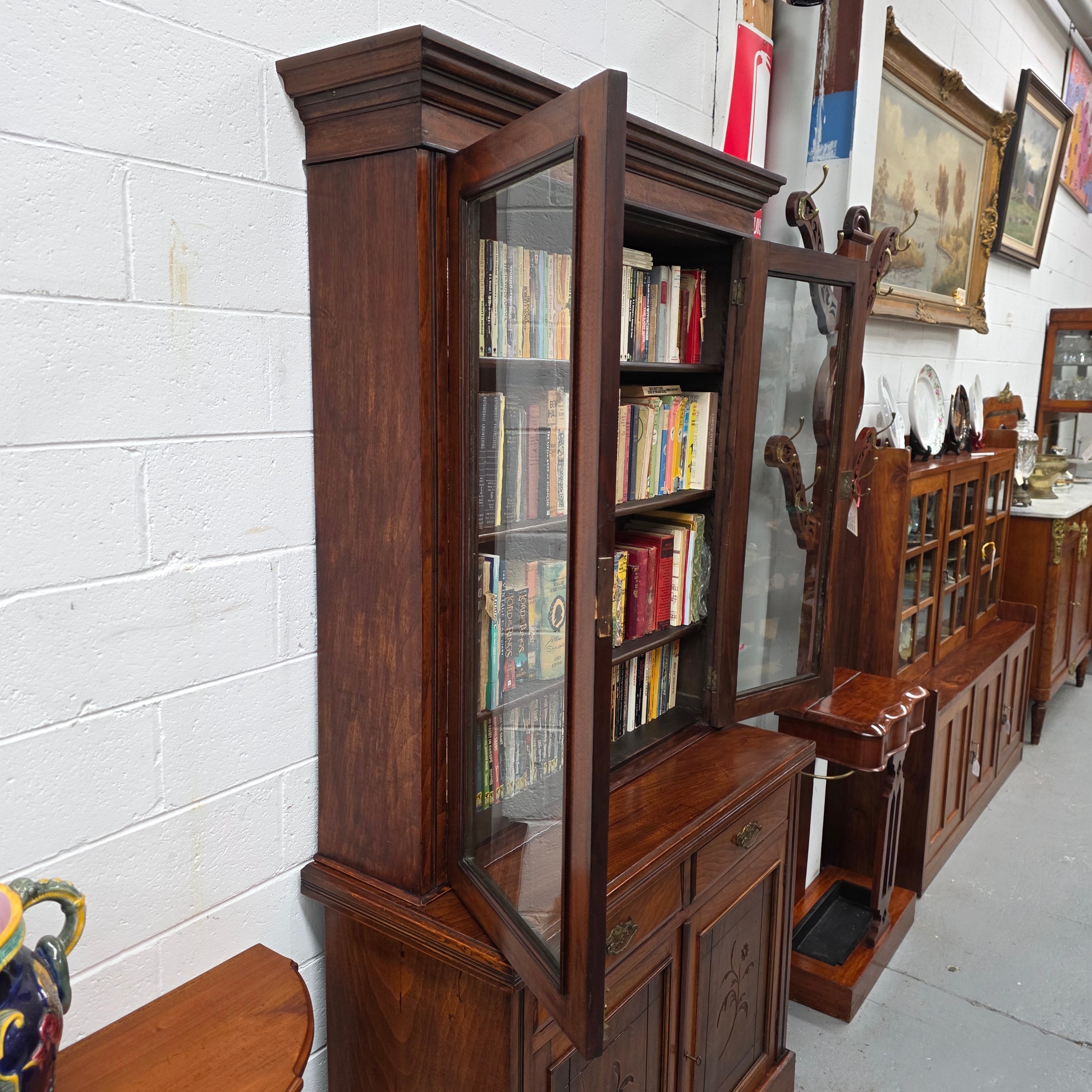 Compact Edwardian Walnut Bookcase, | Antique & Vintage | Moonee Ponds Antiques | Australia Wide Delivery