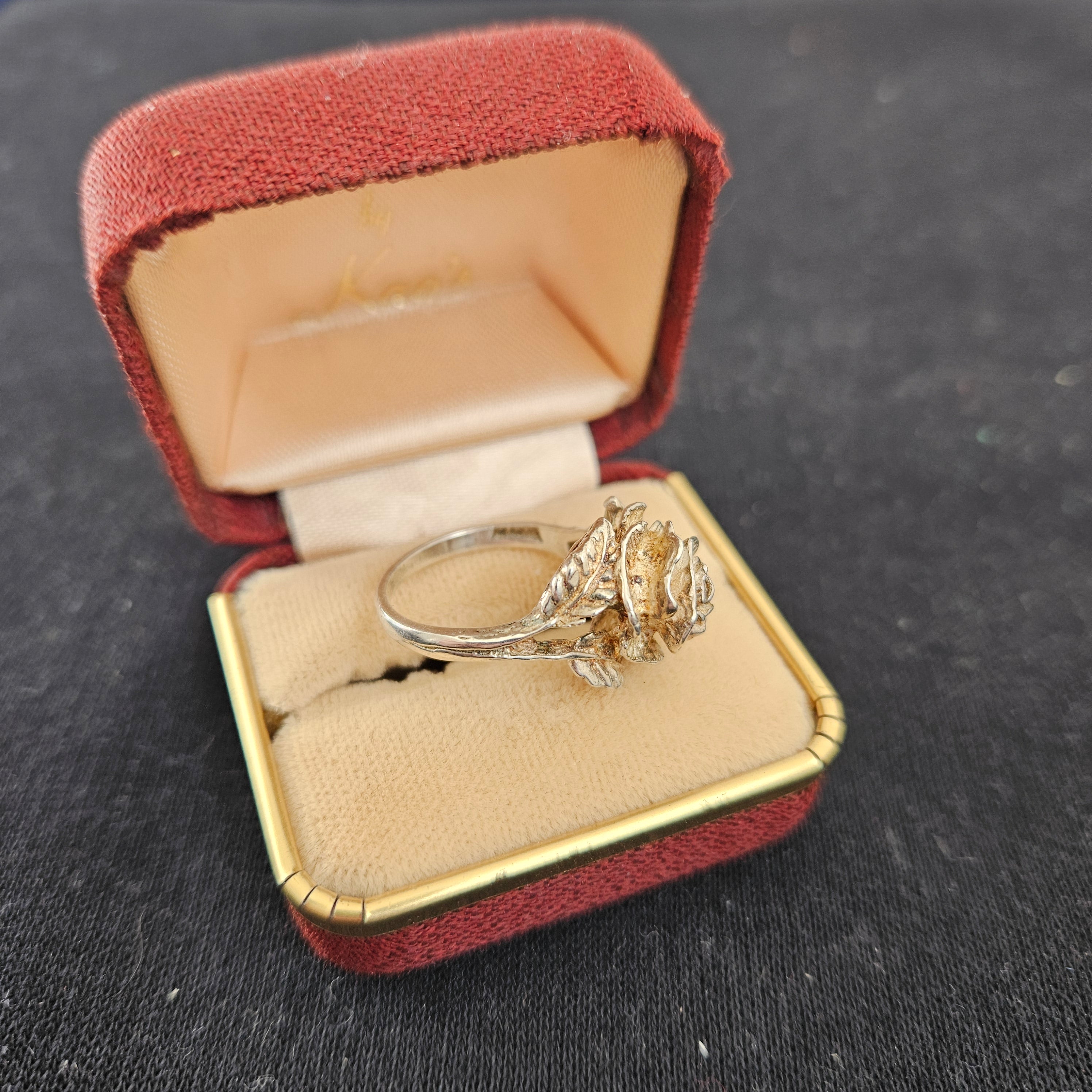Full Blown Sterling Silver Rose Ring