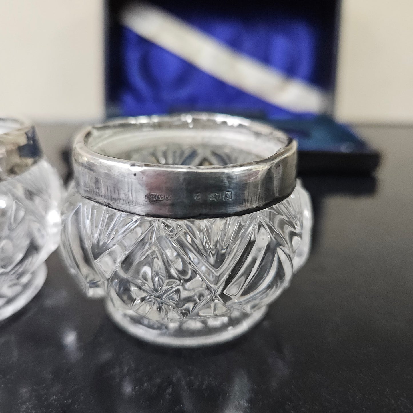 Pair Of Sterling Silver/Crystal Salts