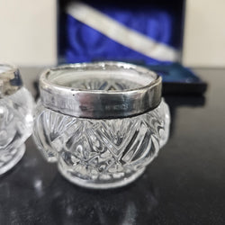 Pair Of Sterling Silver/Crystal Salts | Antique & Vintage | Moonee Ponds Antiques | Australia Wide Delivery