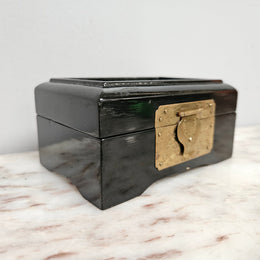 Chinese Lacquer & Brass Trinket Box