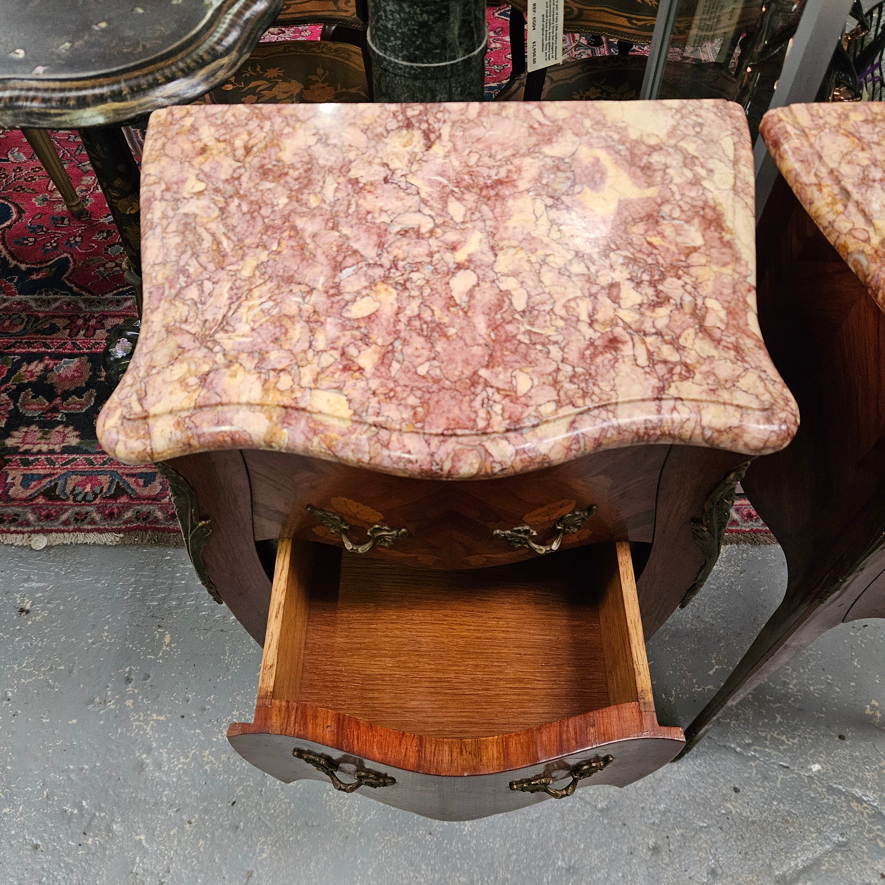 Louis XVth Style Marble Top Pair Bedsides | Antique & Vintage | Moonee Ponds Antiques | Australia Wide Delivery