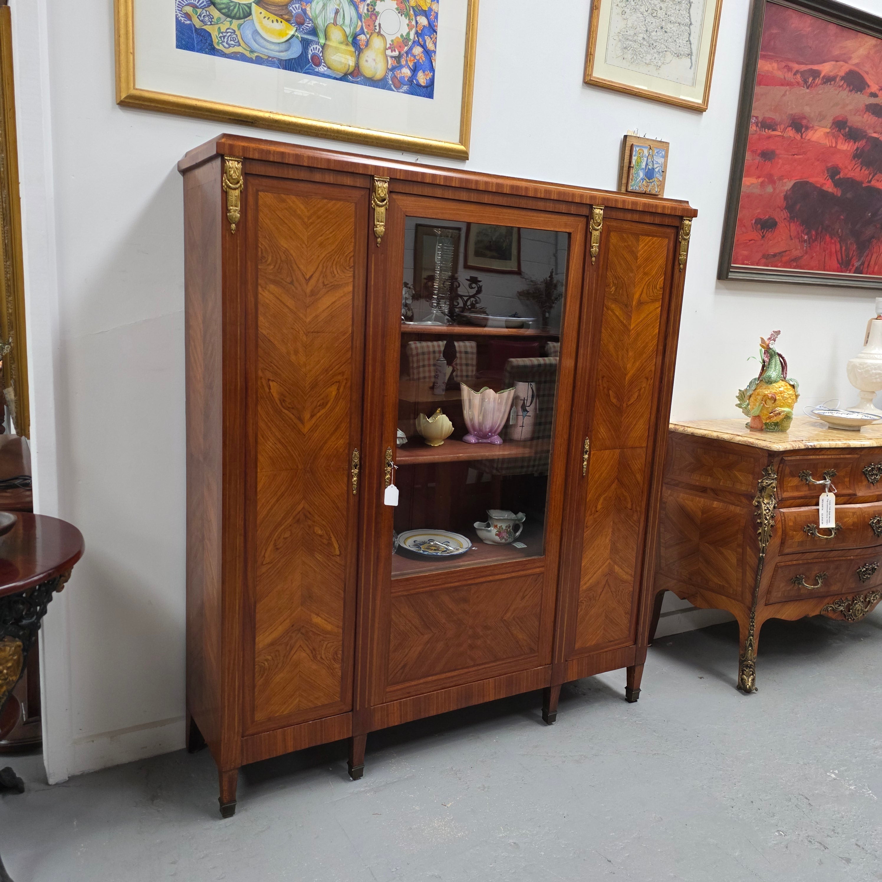 French Walnut Louis 16th Bookcase With Inlay & Ormolu | Antique & Vintage | Moonee Ponds Antiques | Australia Wide Delivery