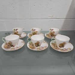 'Heather' Set of Six Shelley Coffee Cup & Saucers | Antique & Vintage | Moonee Ponds Antiques | Australia Wide Delivery