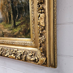 Oil on Canvas Forest Landscape in Ornate Gilt Frame | Antique & Vintage | Moonee Ponds Antiques | Australia Wide Delivery