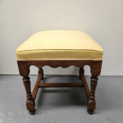 French Oak Footstool With Yellow Upholstery | Antique & Vintage | Moonee Ponds Antiques | Australia Wide Delivery