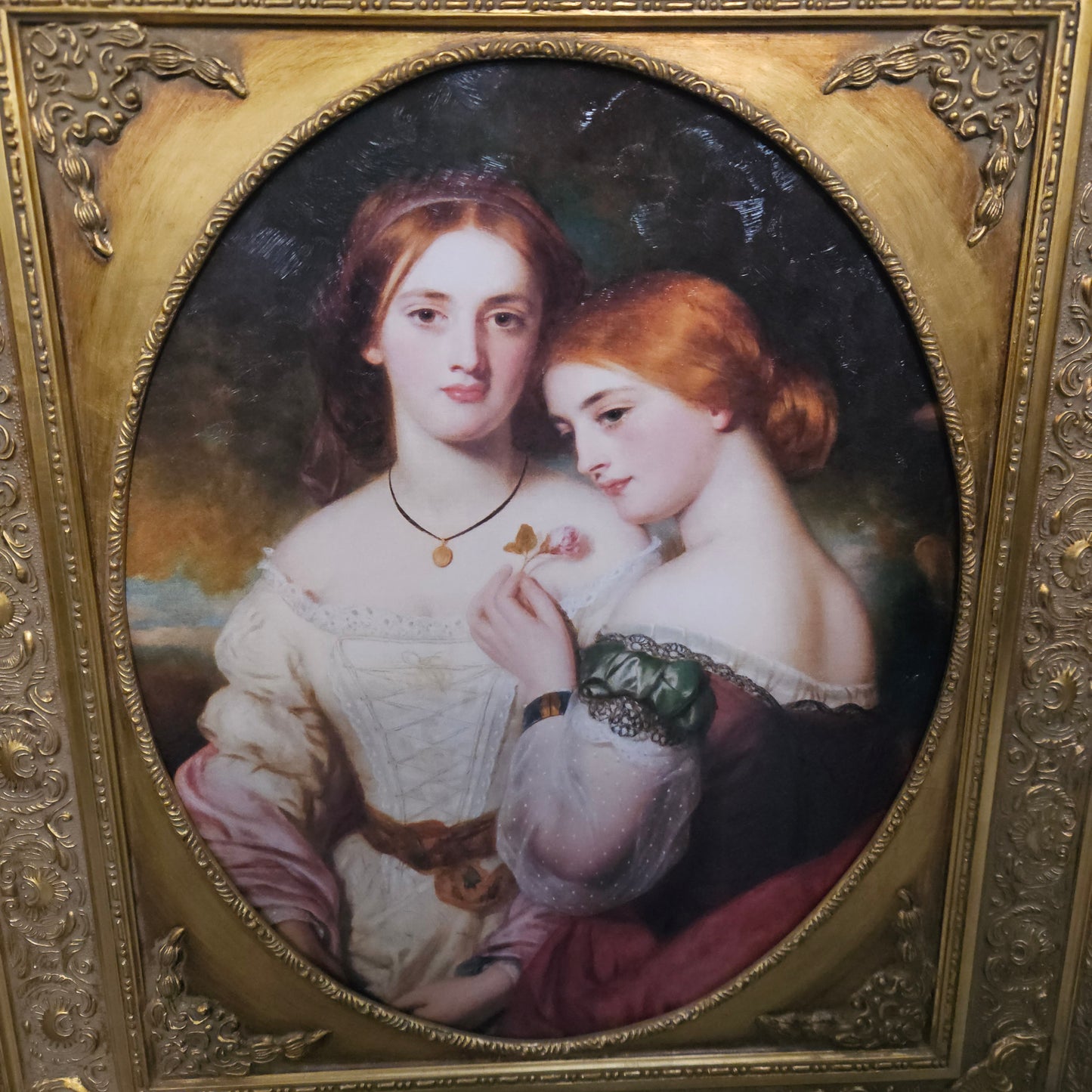 Vintage Wooden Gilt Frame Oleograph Print