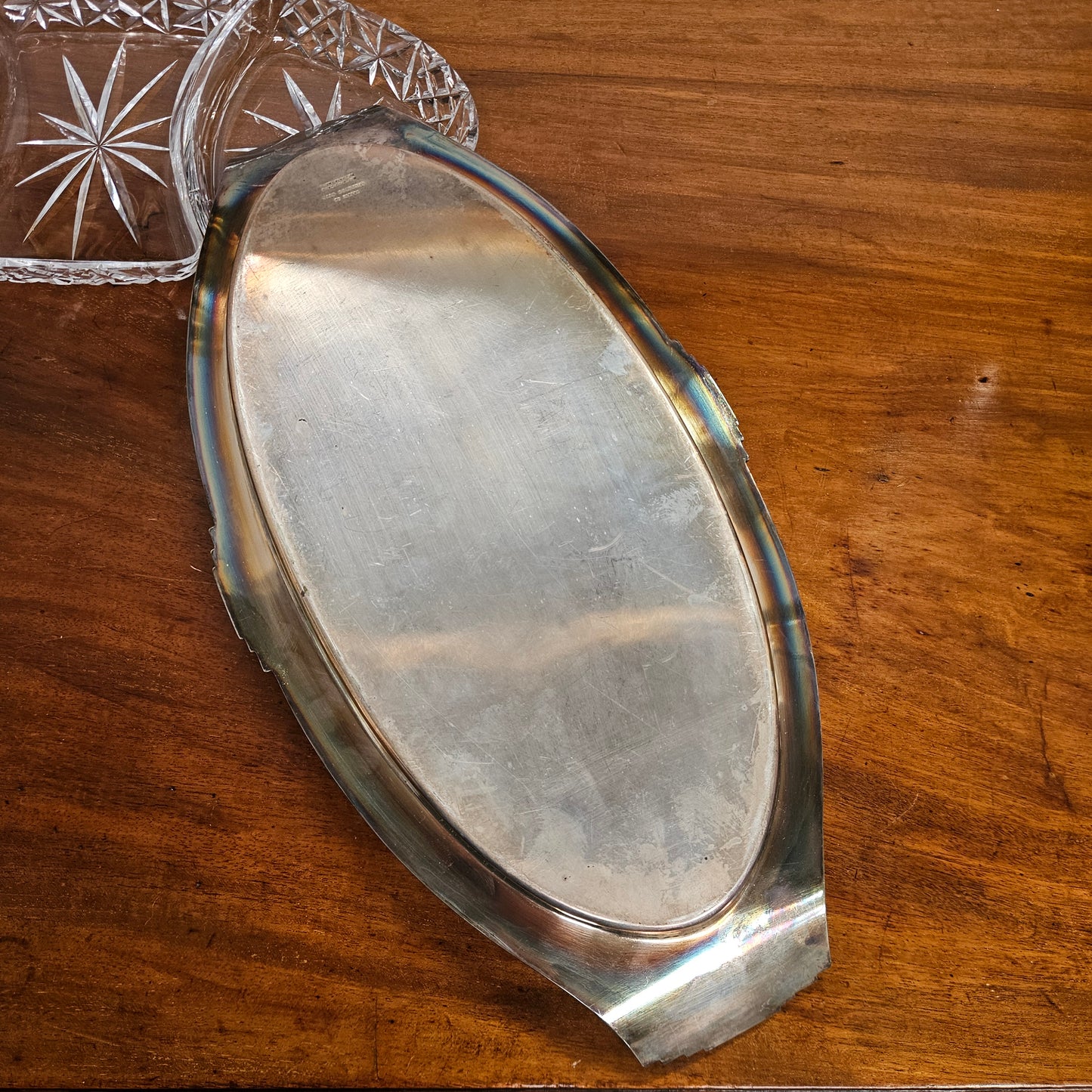Hardy Brothers EPNS Silver Tray & Cut Crystal Dividers
