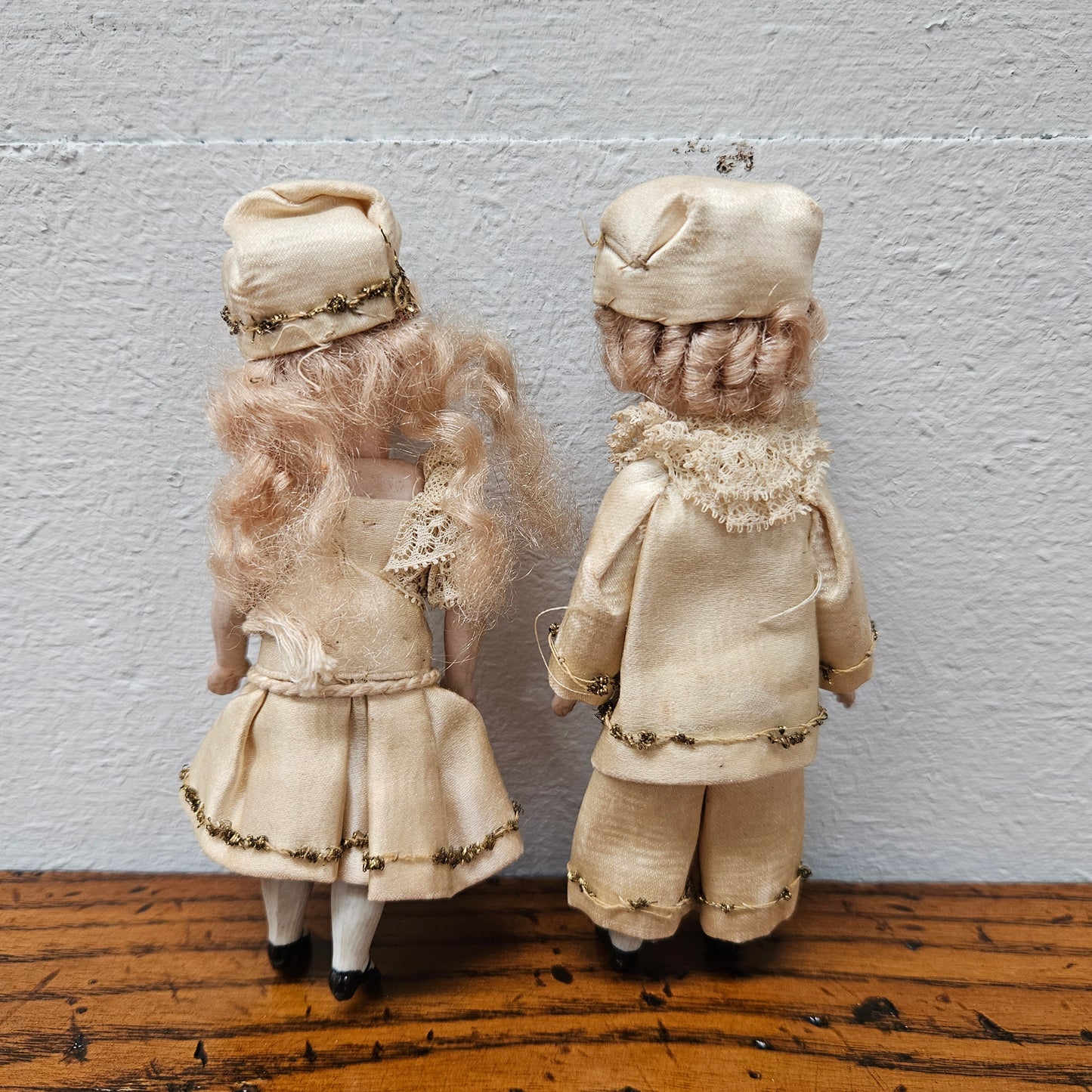 Pair Antique French Miniature Bisque Dolls