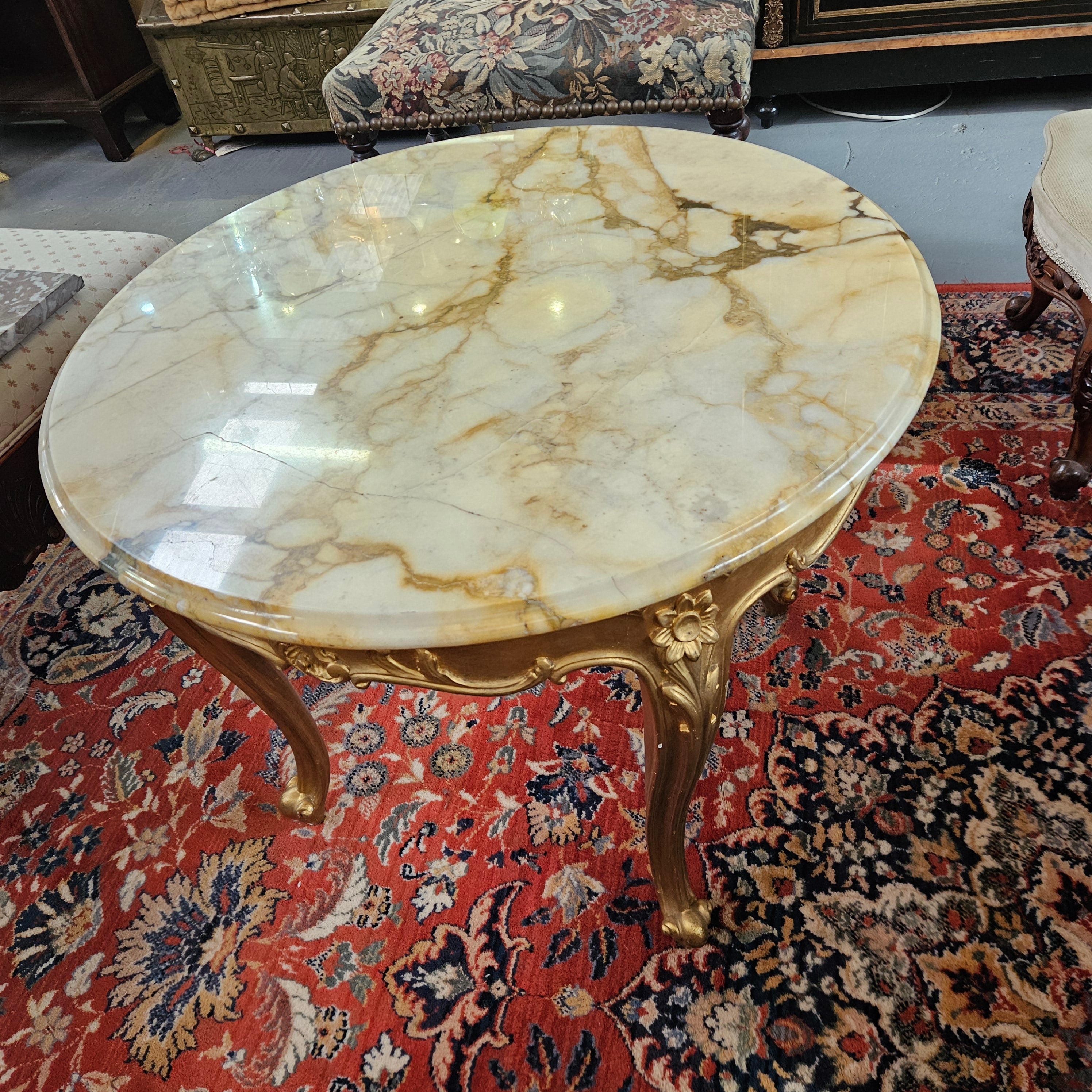 French Marble Top Round Coffee Table | Antique & Vintage | Moonee Ponds Antiques | Australia Wide