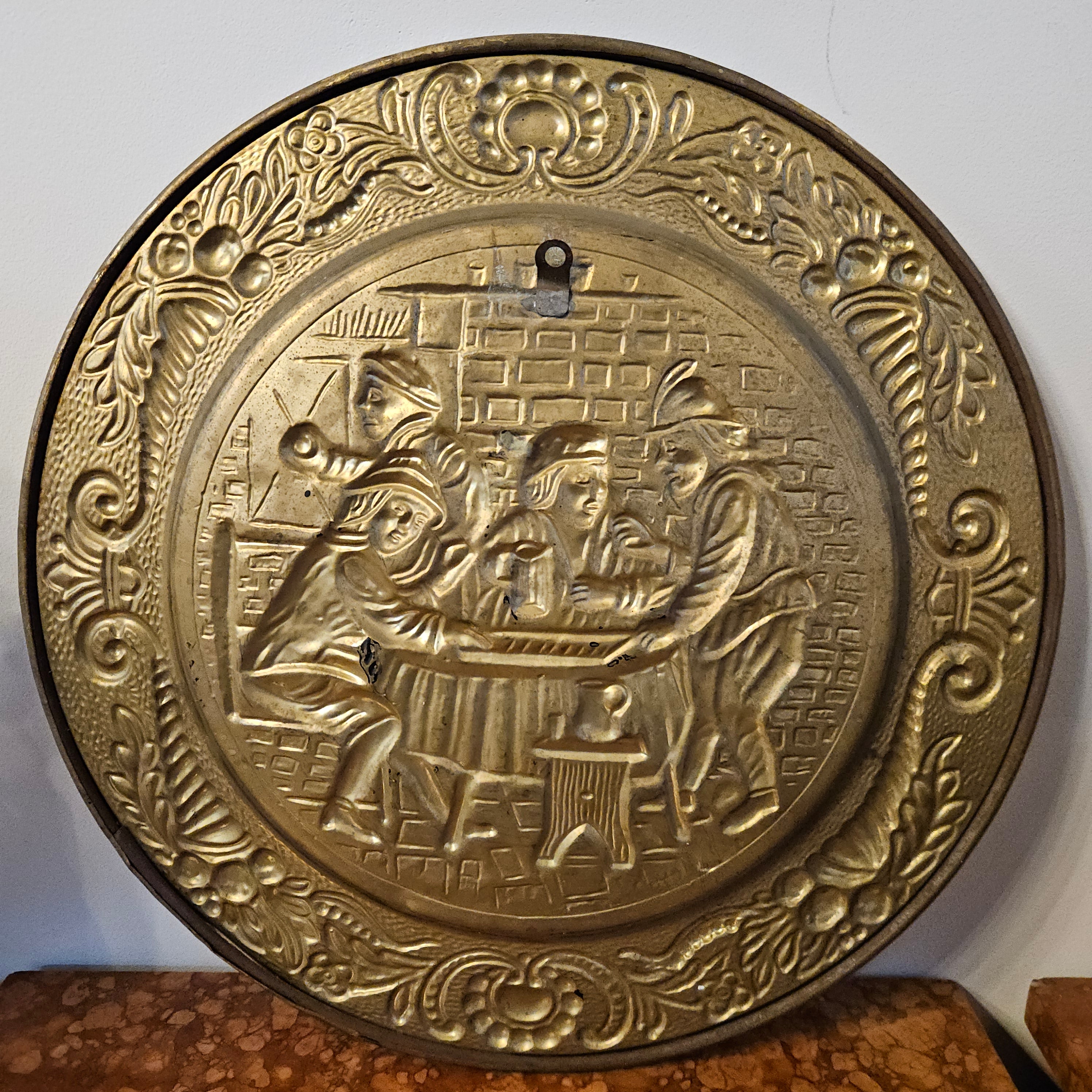 Vintage Brass Tone Etched & Pressed Metal Wall Plaque | Antique & Vintage | Moonee Ponds Antiques | Australia Wide Delivery