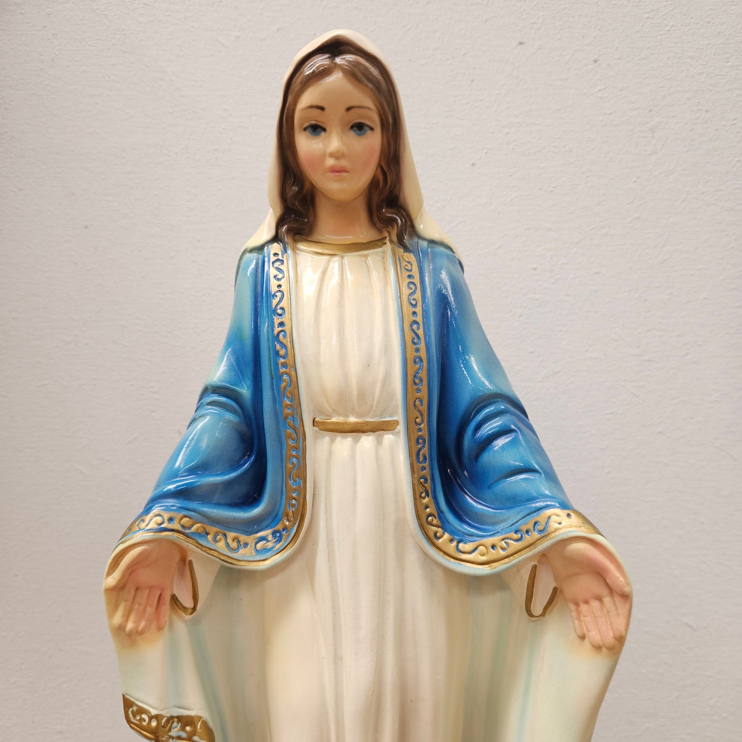 Vintage Hand-Painted Plaster Statue of Our Lady Mary