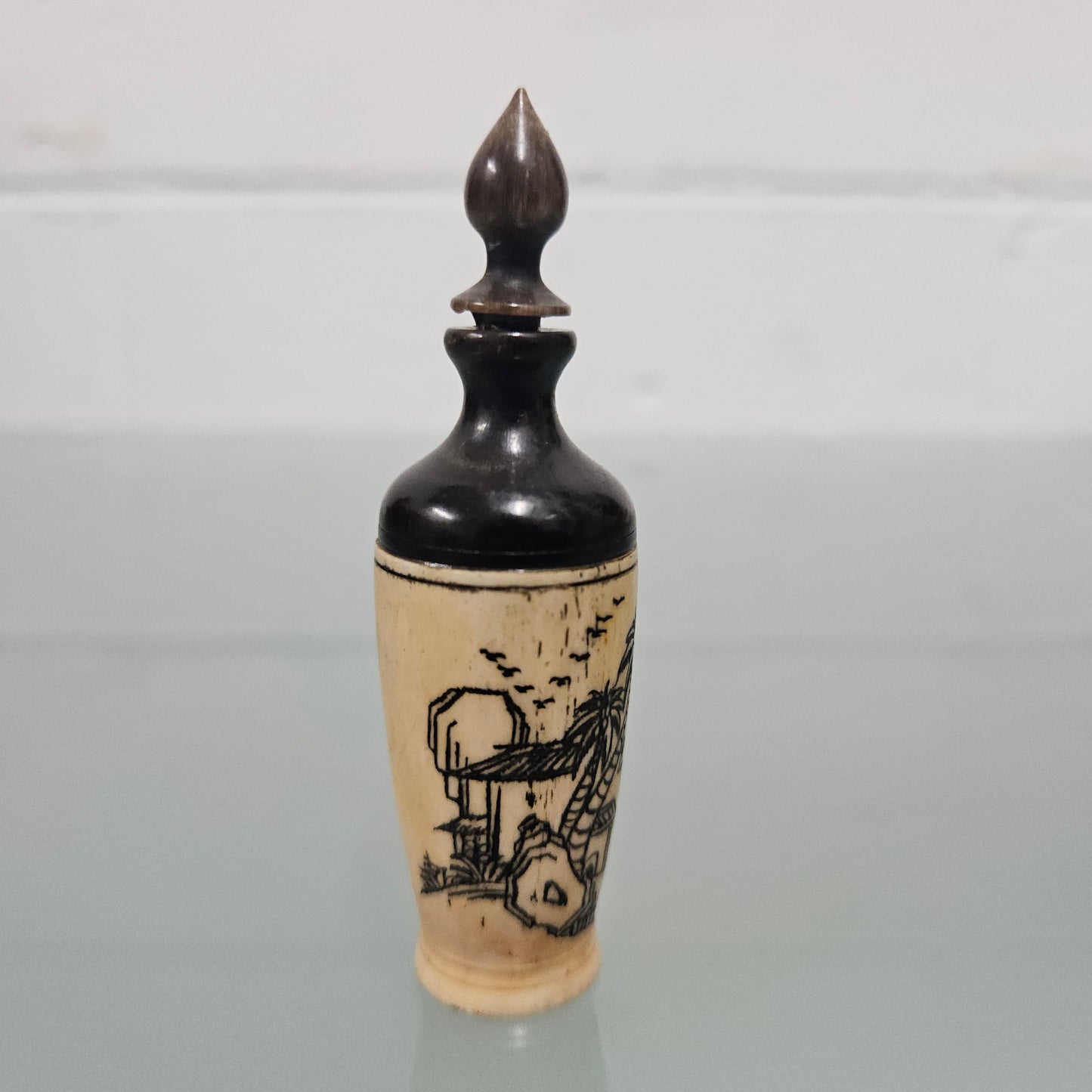 Old Chinese Hand Painted Bone & Horn Snuff Bottle