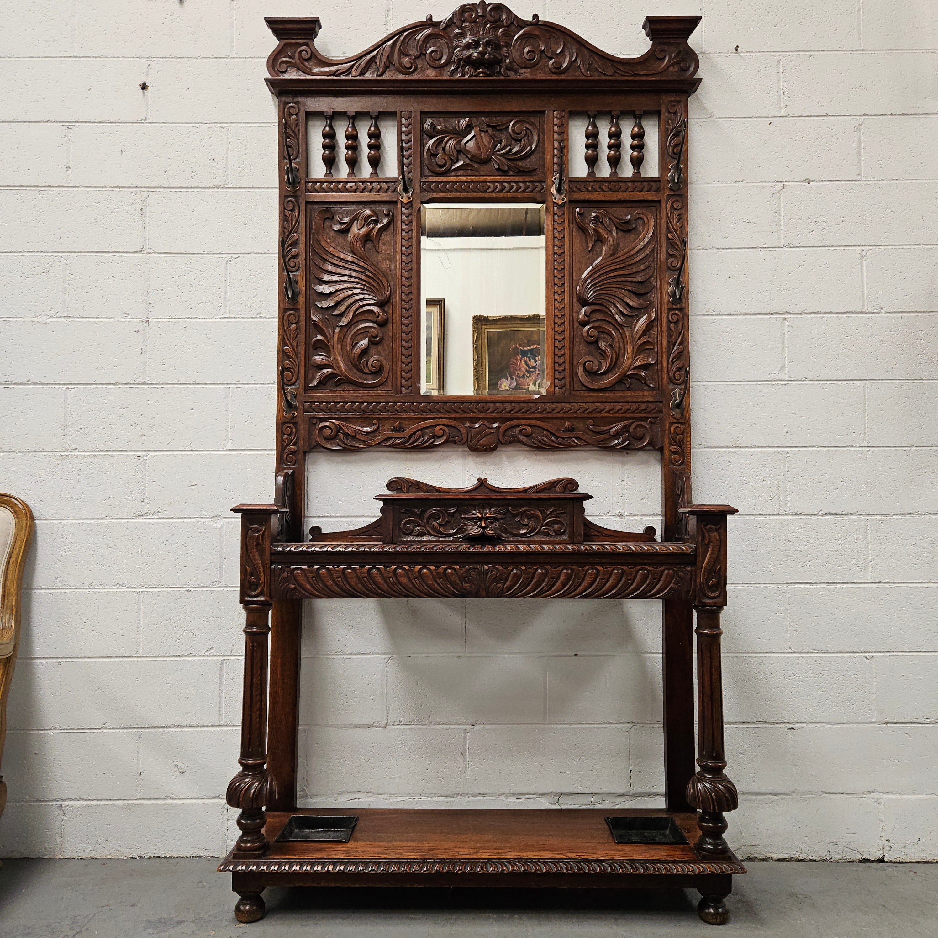 English Oak Gothic Style Hallstand | Antique & Vintage | Moonee Ponds Antiques | Australia Wide Delivery