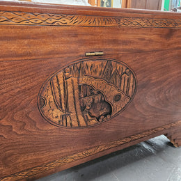 Oriental Carved Camphor Wood Chest