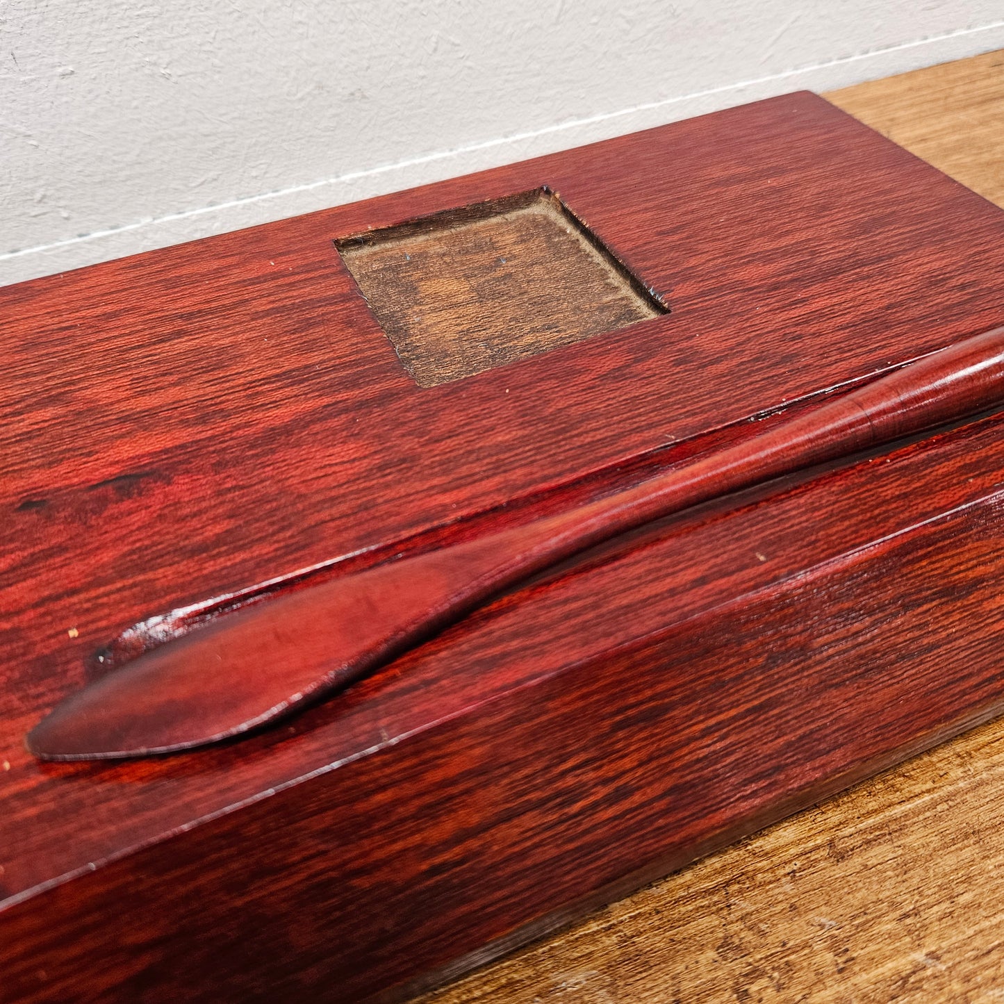 Antique Mahogany Ink Stand With Pen