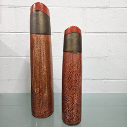 Pair of Tall Pottery Hand Made Vases