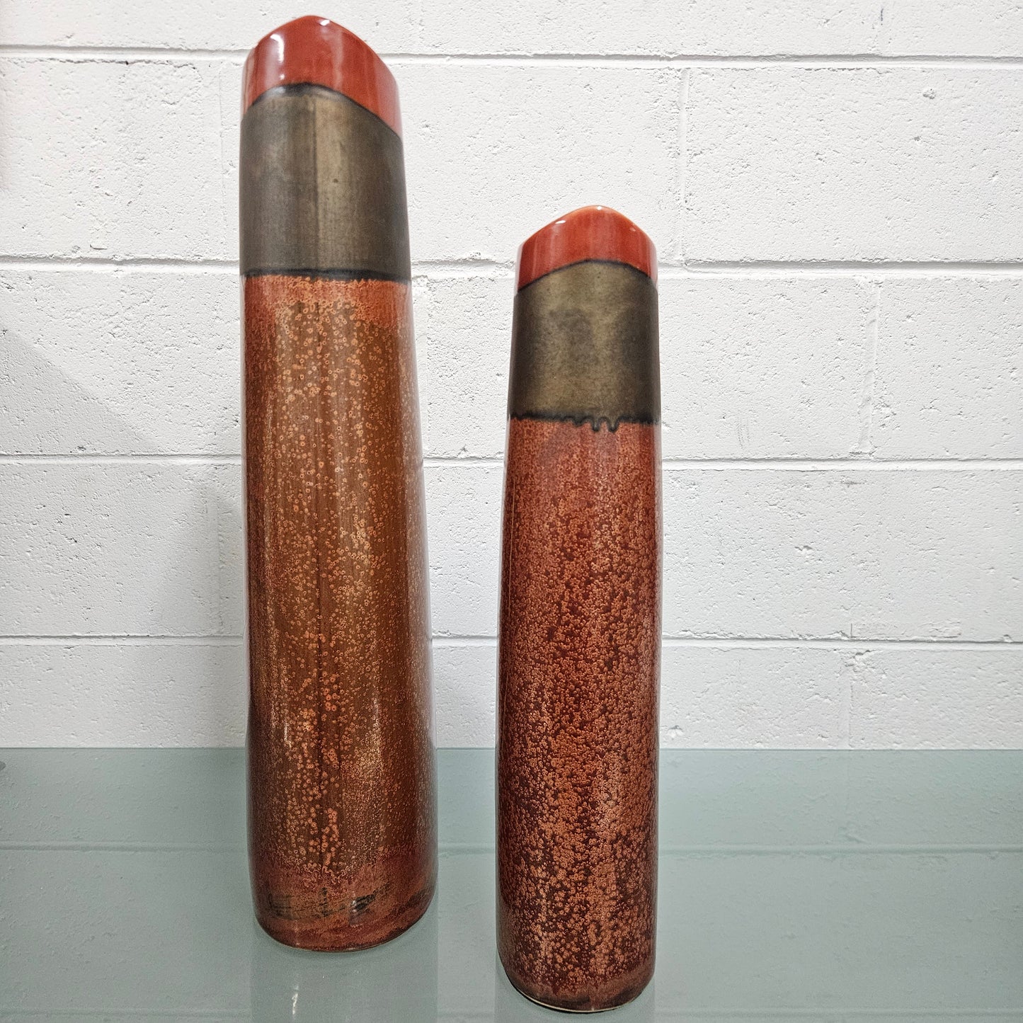 Pair of Tall Pottery Hand Made Vases