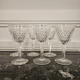 6 Waterford Stemmed Cut Crystal Wine Glasses In The Alana Pattern