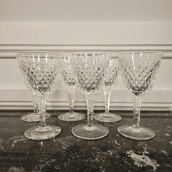 6 Waterford Stemmed Cut Crystal Wine Glasses In The Alana Pattern | Antique & Vintage | Moonee Ponds Antiques | Australia Wide Delivery