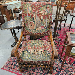19th Century French Carved Walnut & Tapestry Fireside/Throne Chair | Antique & Vintage | Moonee Ponds Antiques | Australia Wide Delivery