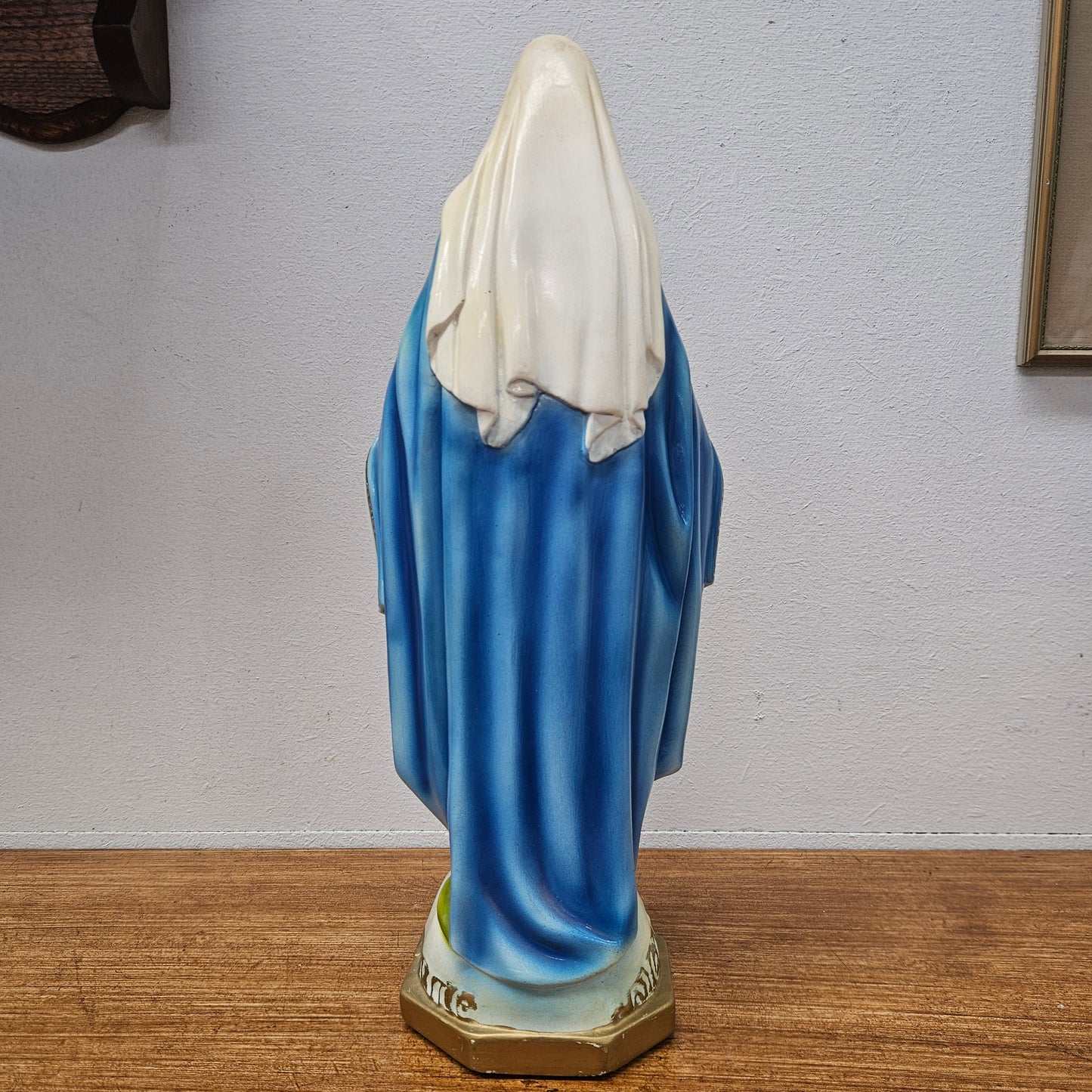 Vintage Hand-Painted Plaster Statue of Our Lady Mary