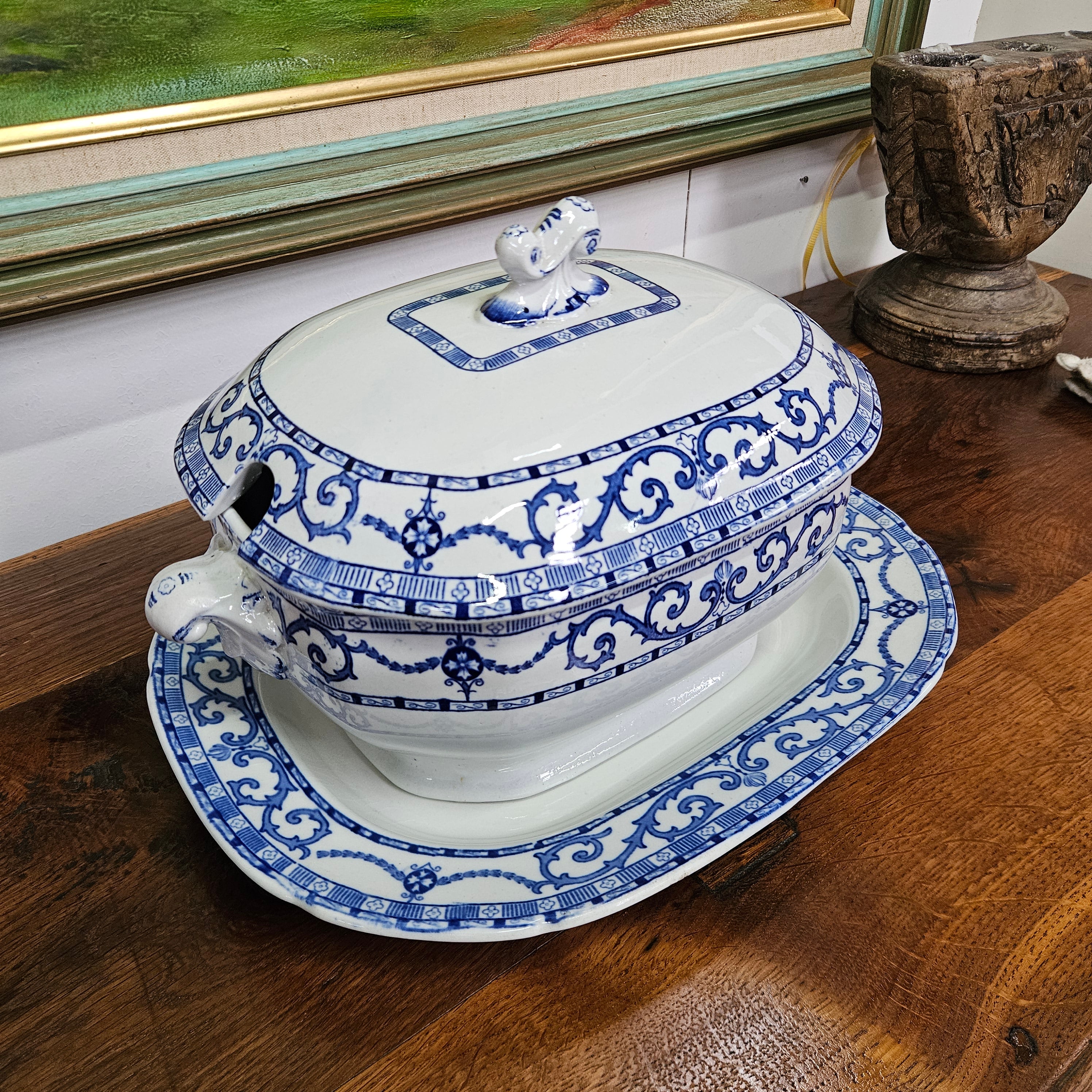Victorian Blue & White Tureen and Meat Plate