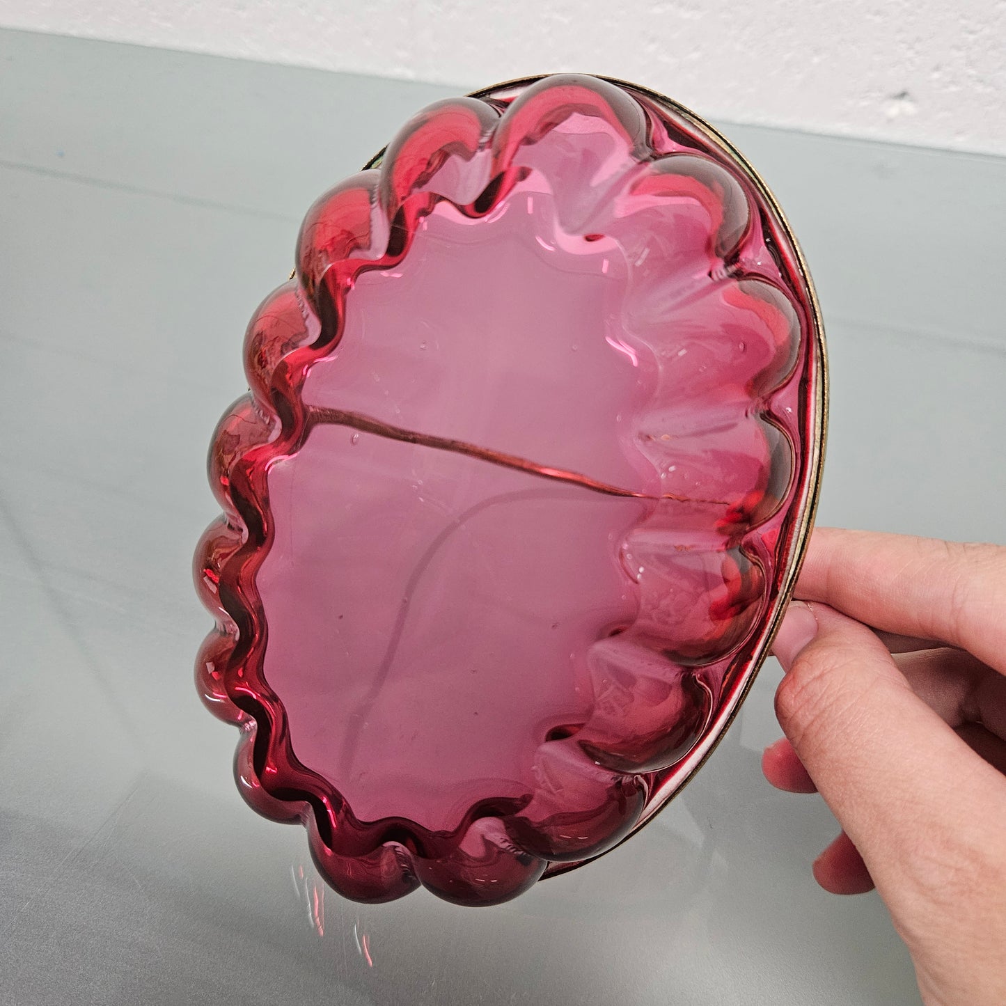 Antique Cranberry Glass Bon Bon Dish