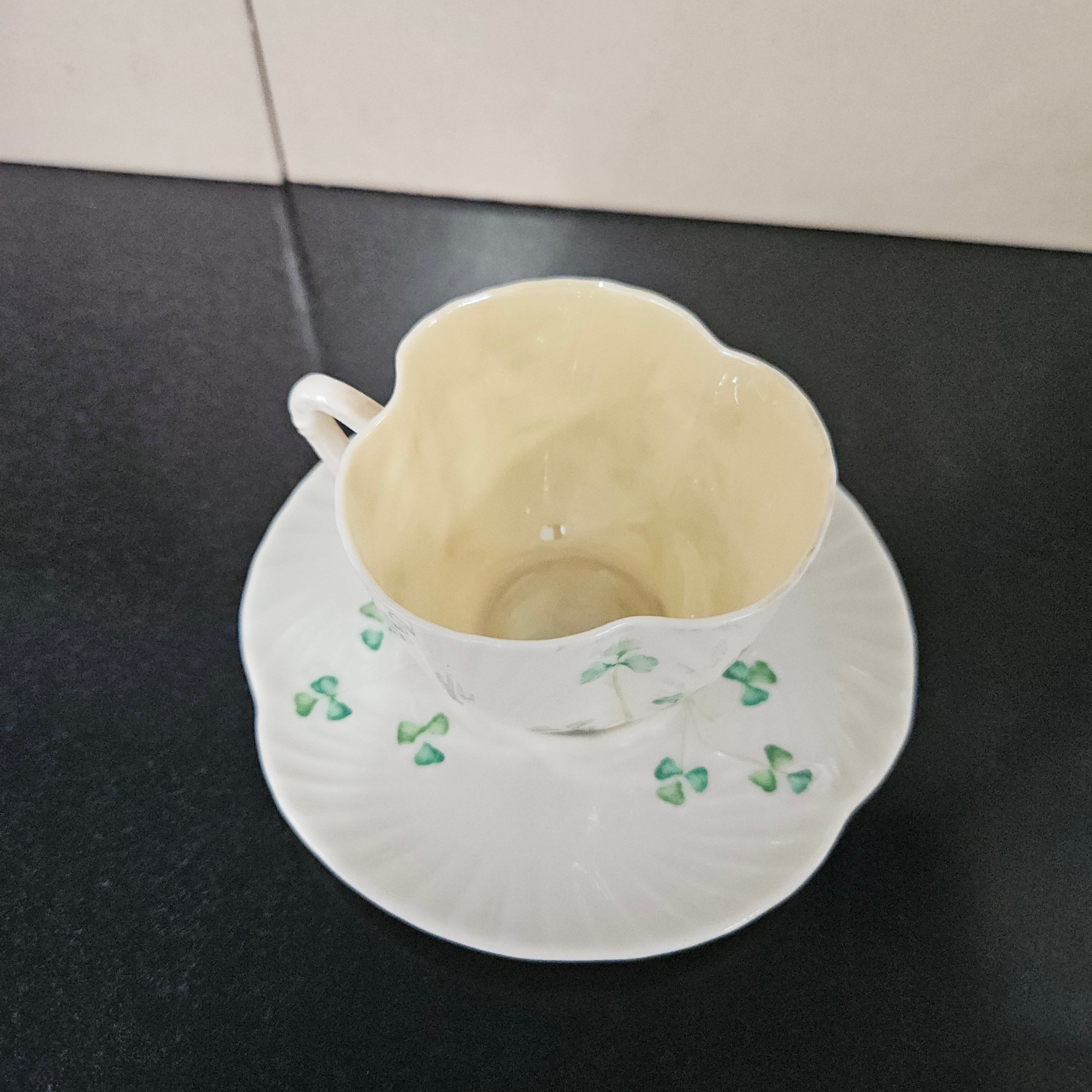 Belleek Coffee Cup and Saucer In Shell Pattern | Antique & Vintage | Moonee Ponds Antiques | Australia Wide Delivery