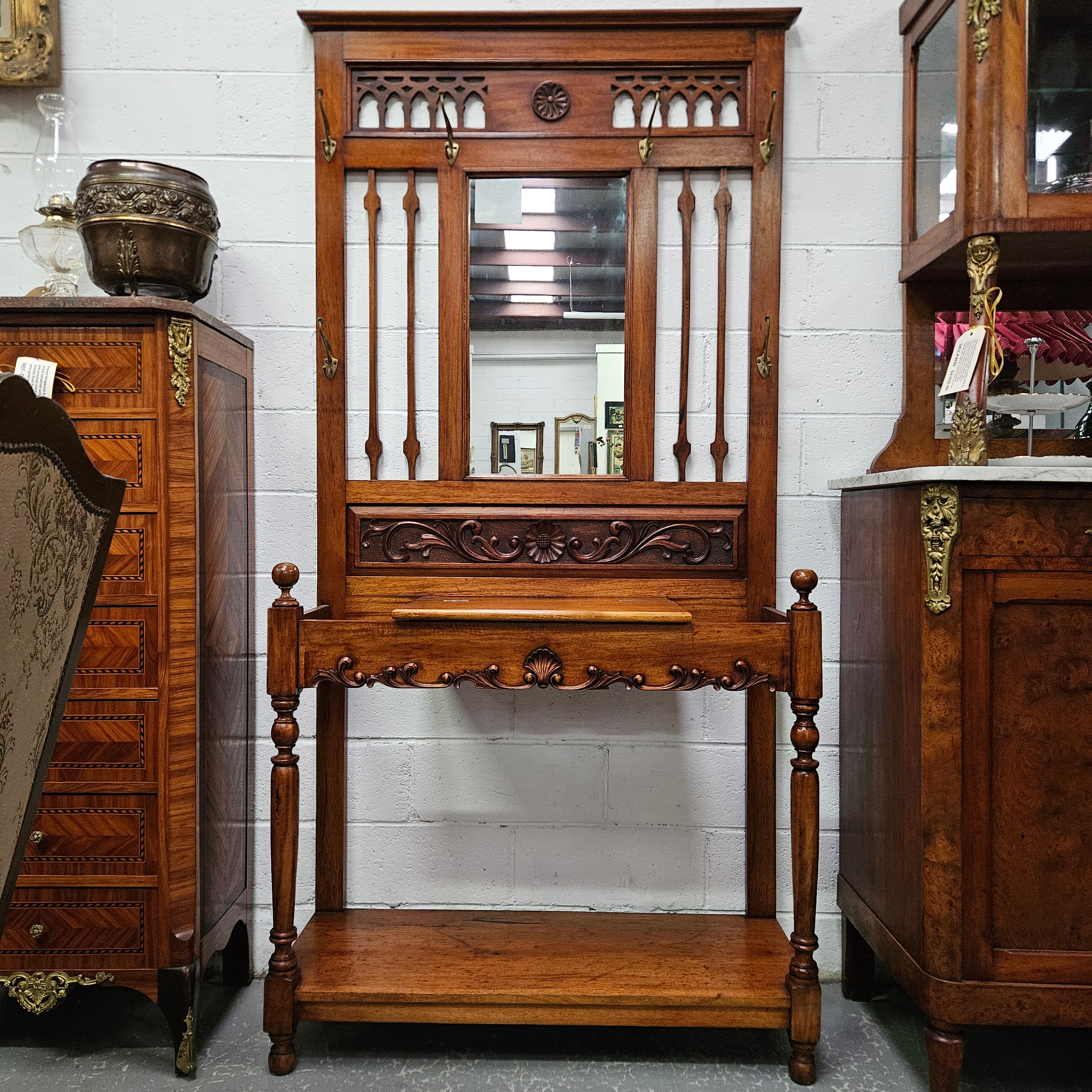 Stunning Edwardian Mahogany Hall Stand | Antique & Vintage | Moonee Ponds Antiques | Australia Wide Delivery
