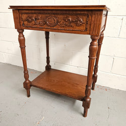 French Oak One Drawer Side Table | Antique & Vintage | Moonee Ponds Antiques | Australia Wide Delivery