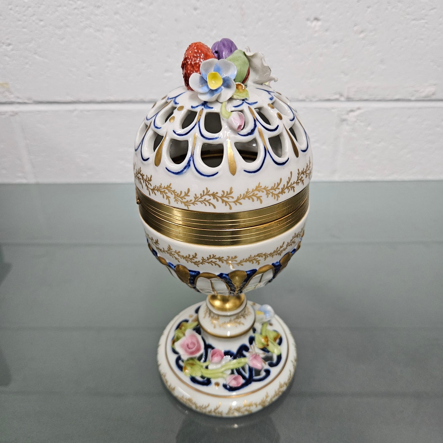 Stunning Vintage Sevres Style Lidded Potpourri on Pedestal
