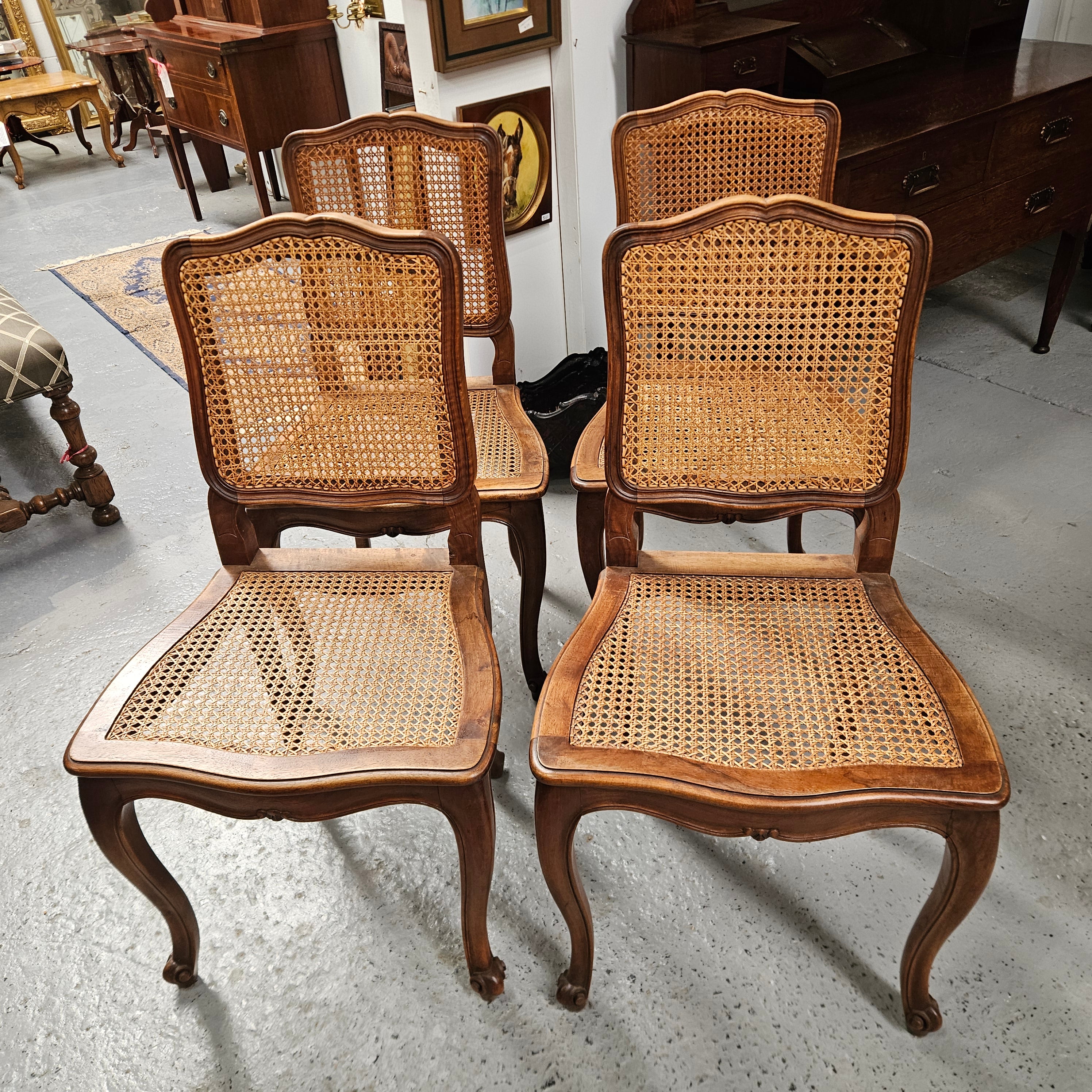 Antique Set of Four Cane Dining Chairs