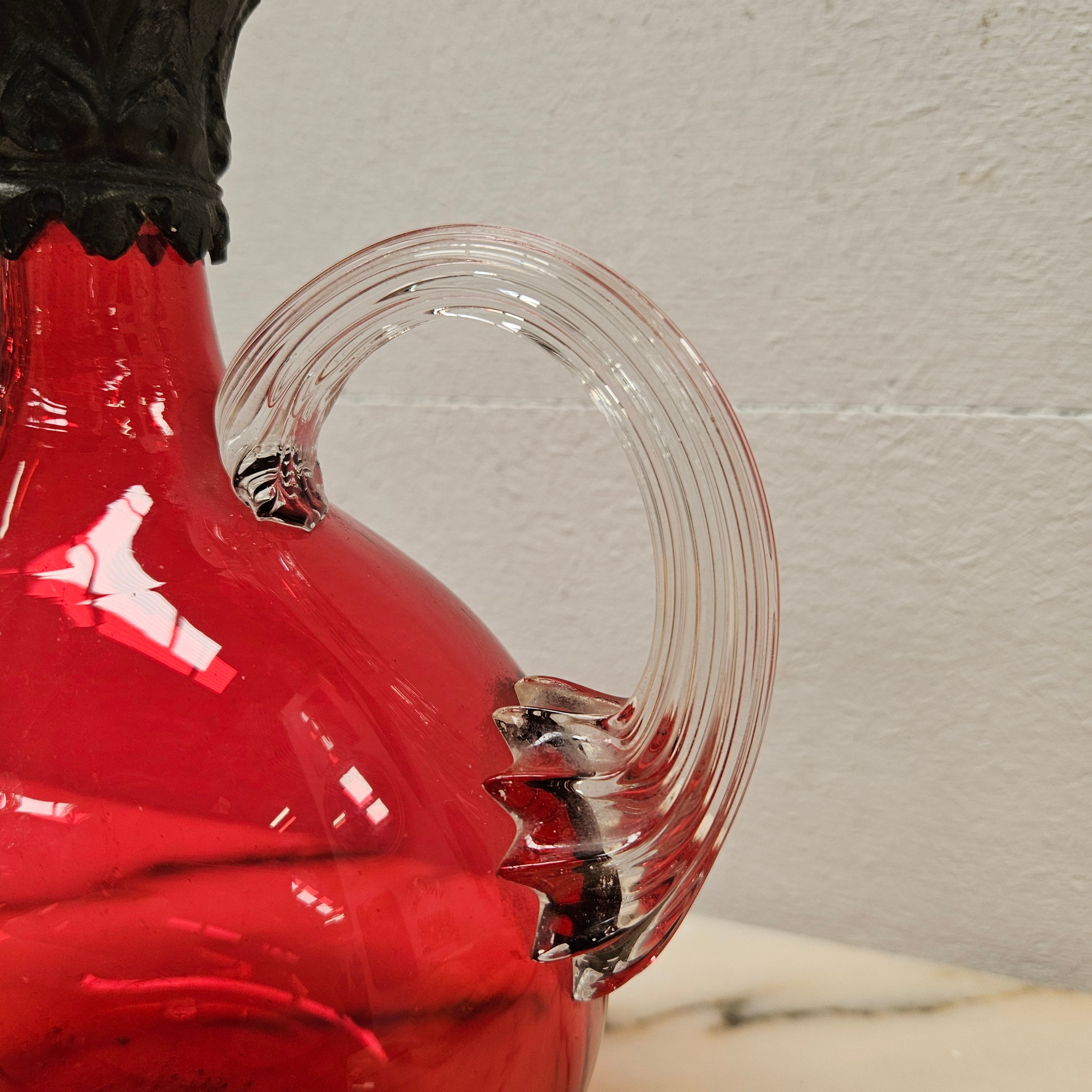 Victorian Cranberry Glass & Brittania Metal Claret Jug | Antique & Vintage | Moonee Ponds Antiques | Australia Wide