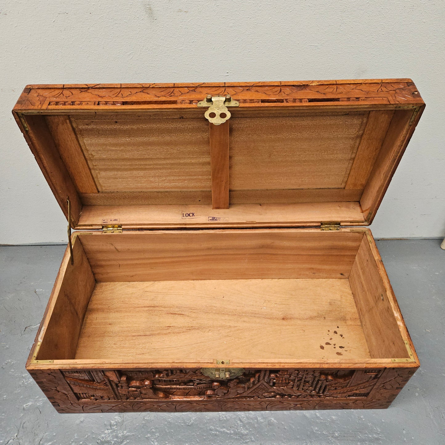 Small Oriental Carved Camphor Wood Chest