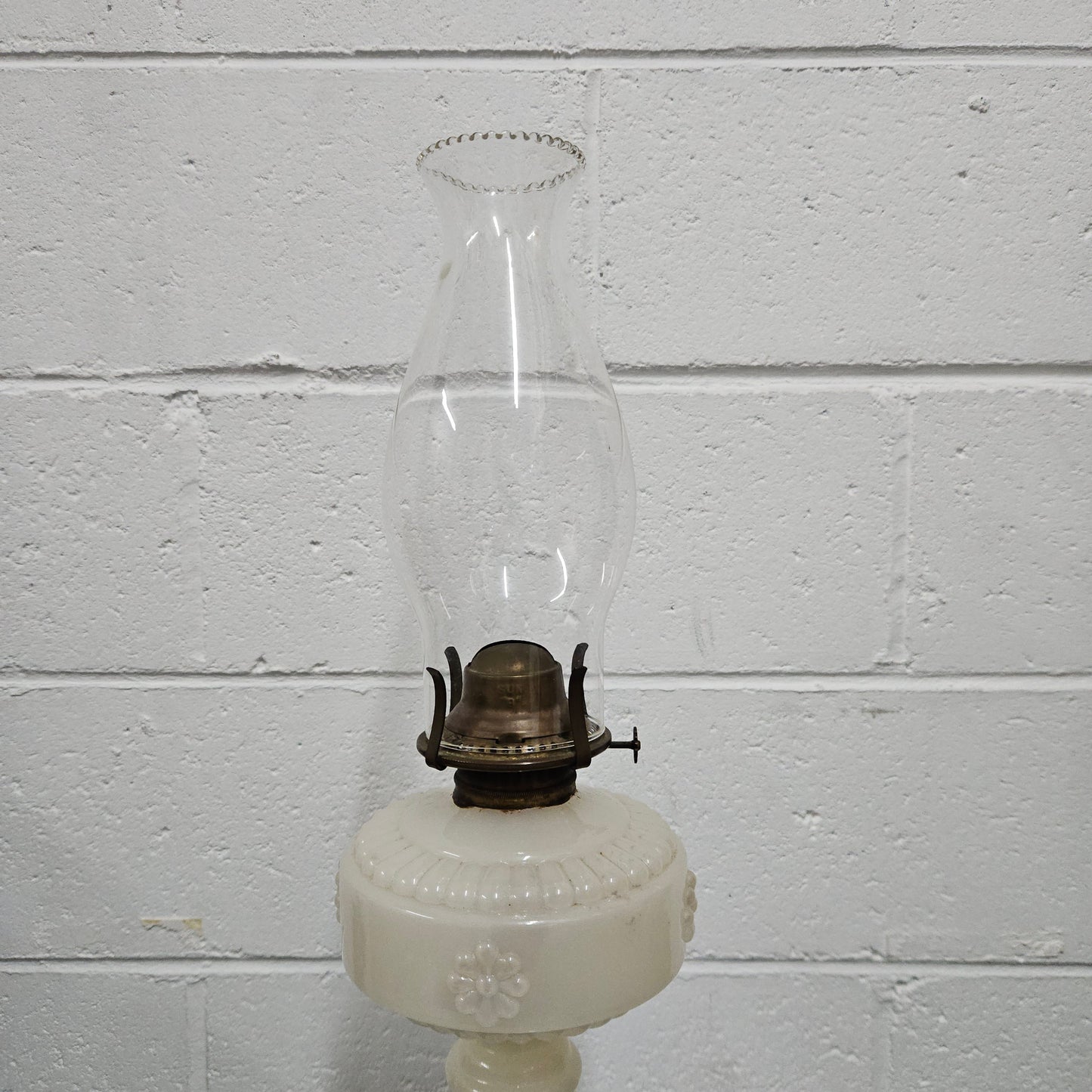 Antique Milk Glass Kero Lamp