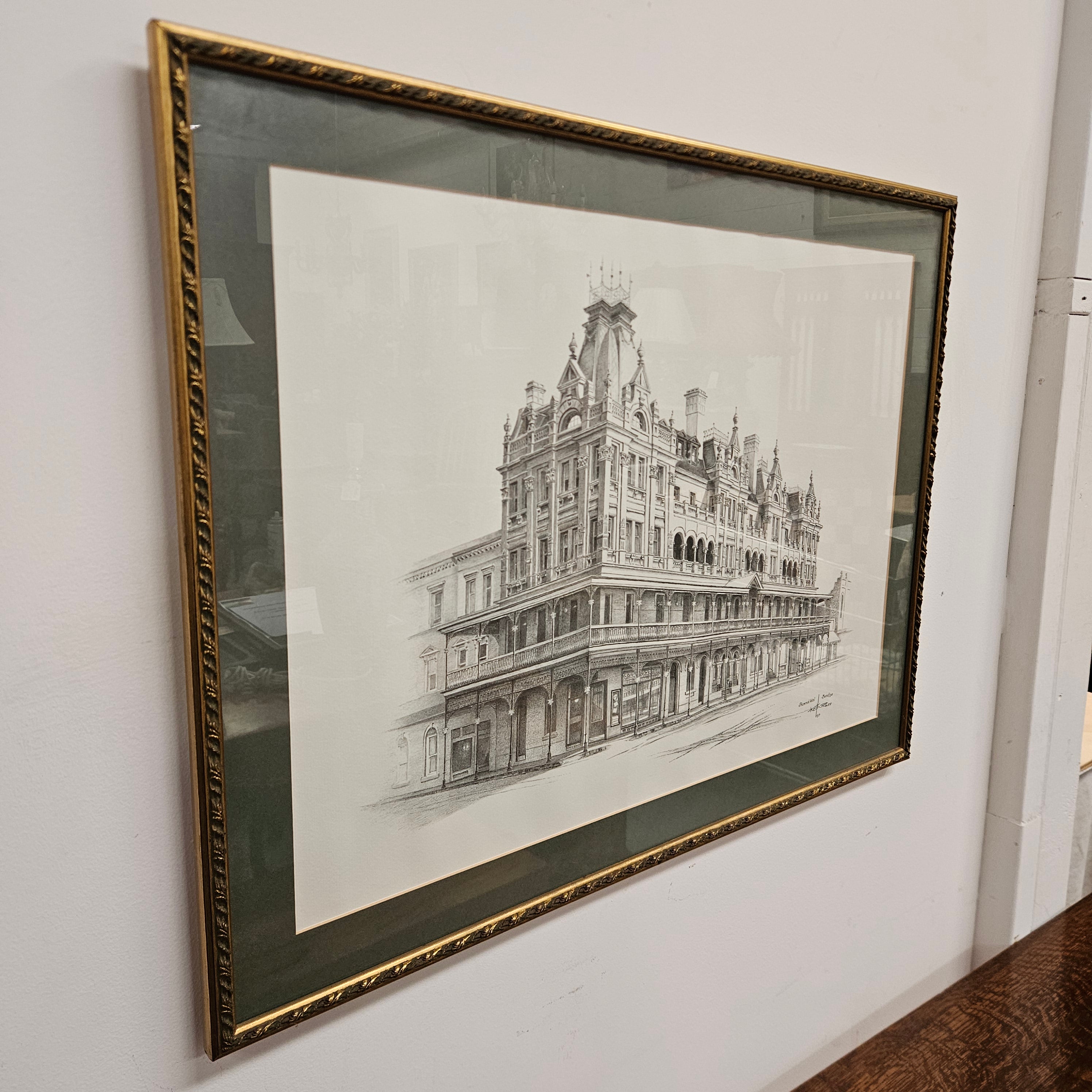 Lithograph by Keith Ross of Shamrock Hotel Bendigo | Antique & Vintage | Moonee Ponds Antiques | Australia Wide
