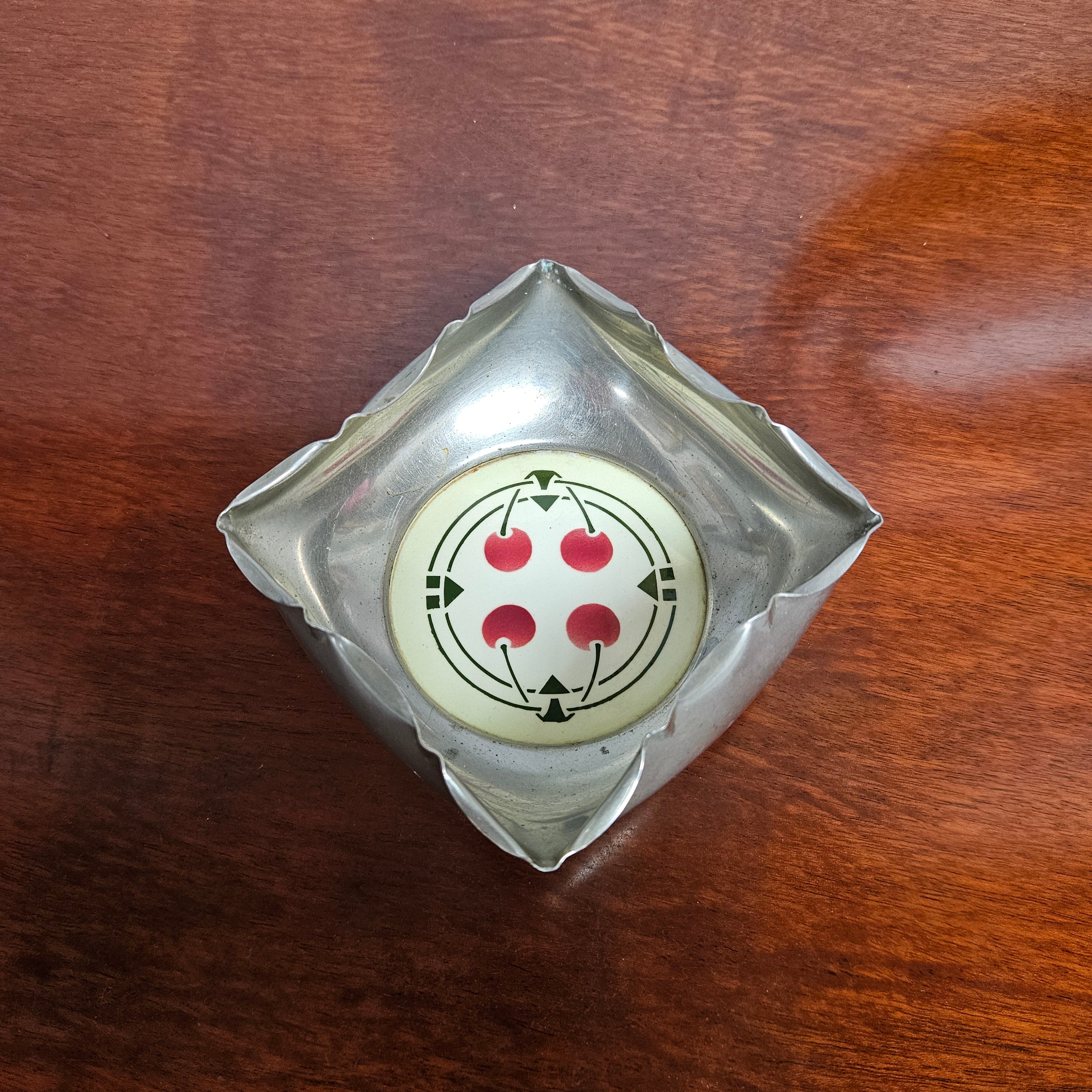 Vintage Art Deco Silver Plate & Ceramic Bon Bon Dish