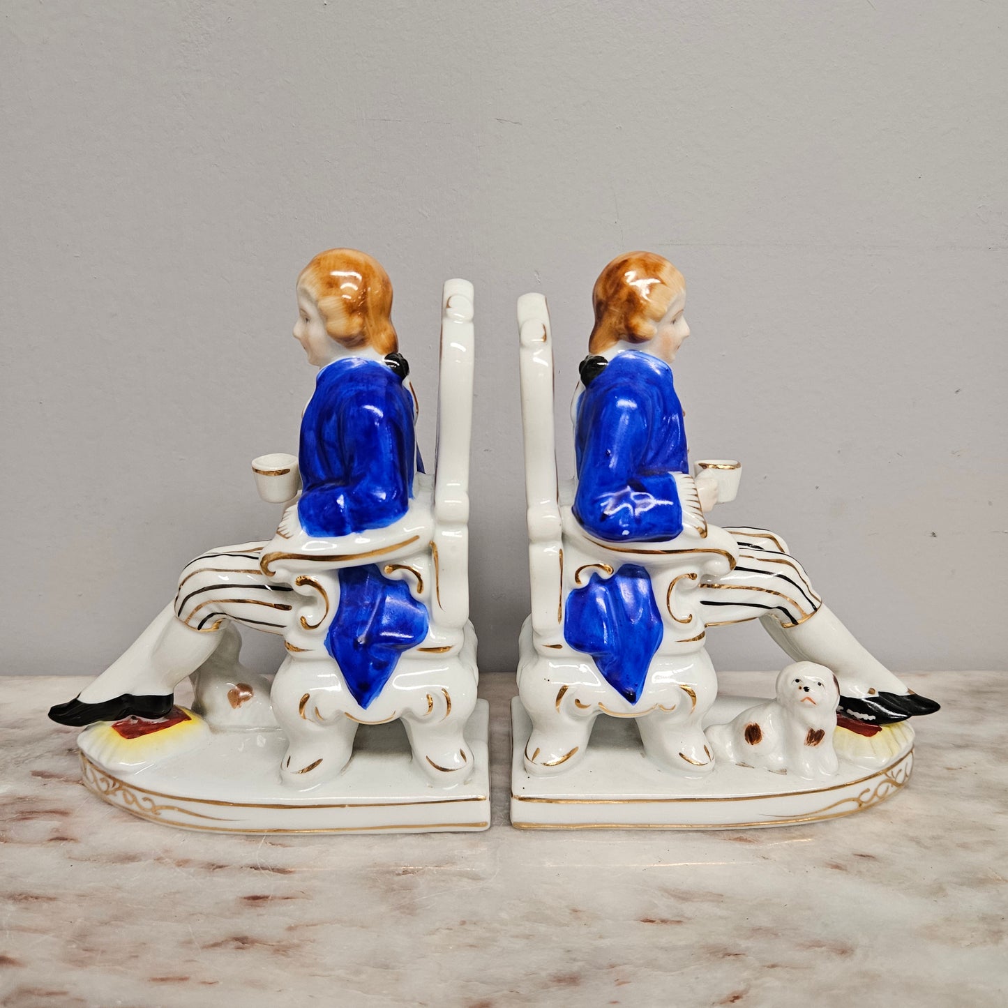 Pair of Vintage Porcelain Bookends