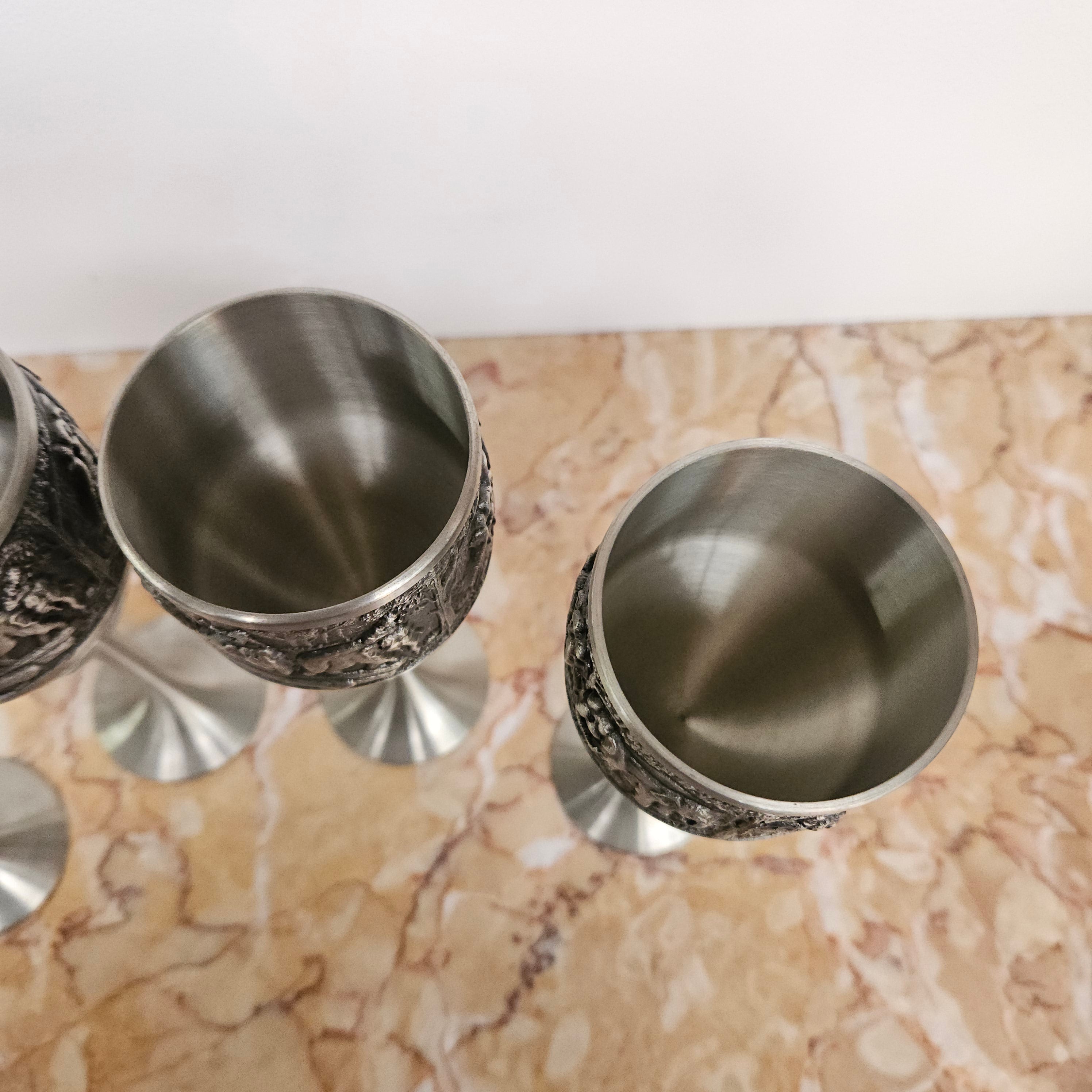 Vintage Pewter Elephants Goblets Set of Four | Antique & Vintage | Moonee Ponds Antiques | Australia Wide Delivery