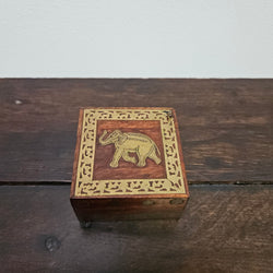 Vintage Brass Inlaid Wooden Hinged Trinket Box | Antique & Vintage | Moonee Ponds Antiques | Australia Wide Delivery